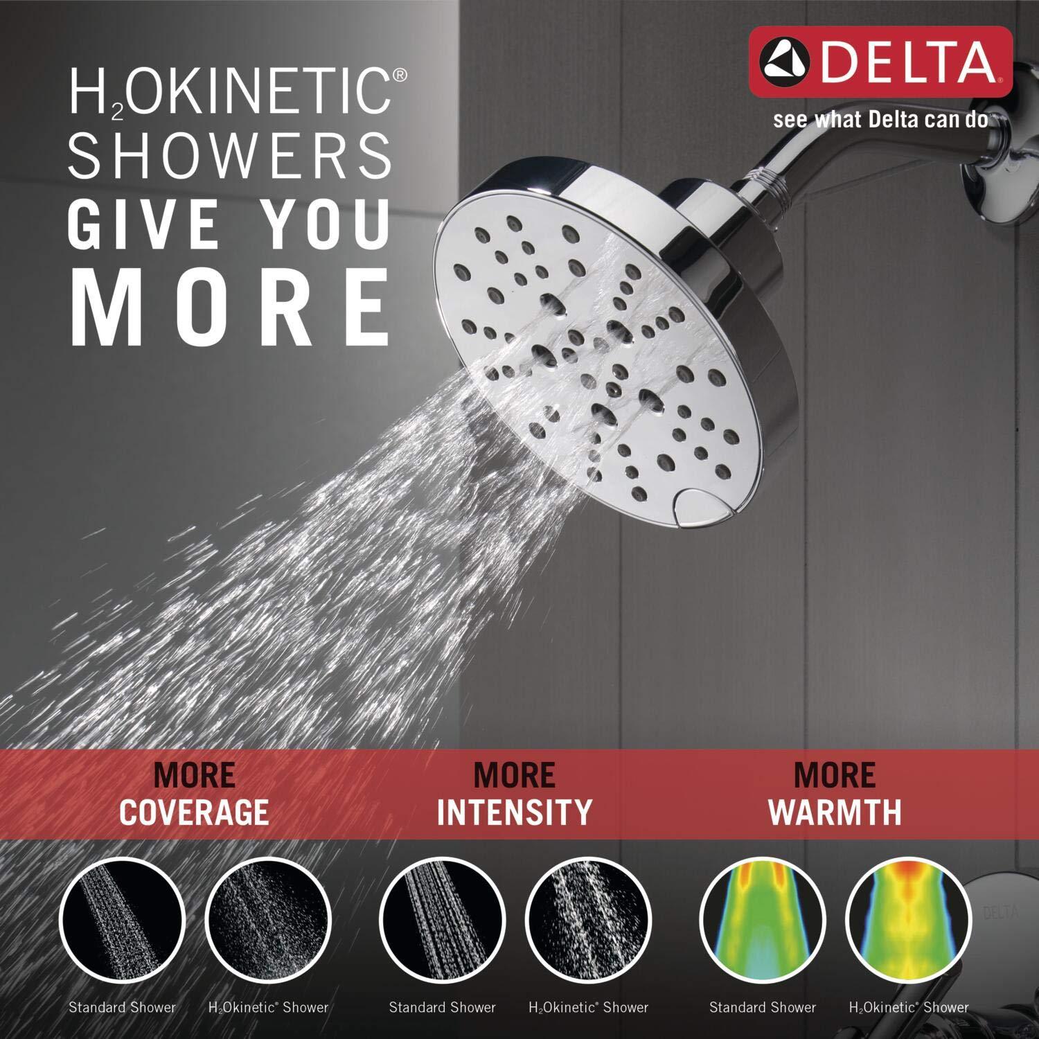 Delta Nicoli 14 Series H2Okinetic Shower Faucet Set, Chrome Shower Head and Handle Set, Valve Trim Kit, Chrome 142749 (Valve Included) - Image 5