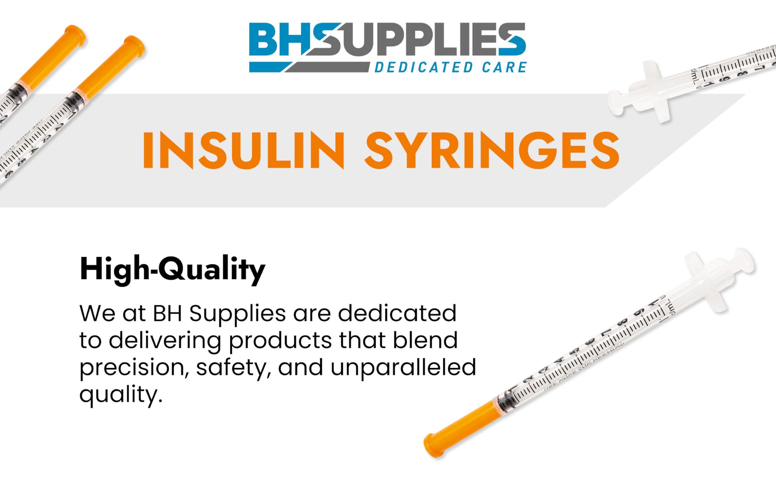 BH Supplies Insulin Syringes U-100 31G 1ml/cc 5/16" (8mm) Pack of 100 Pcs - Image 2