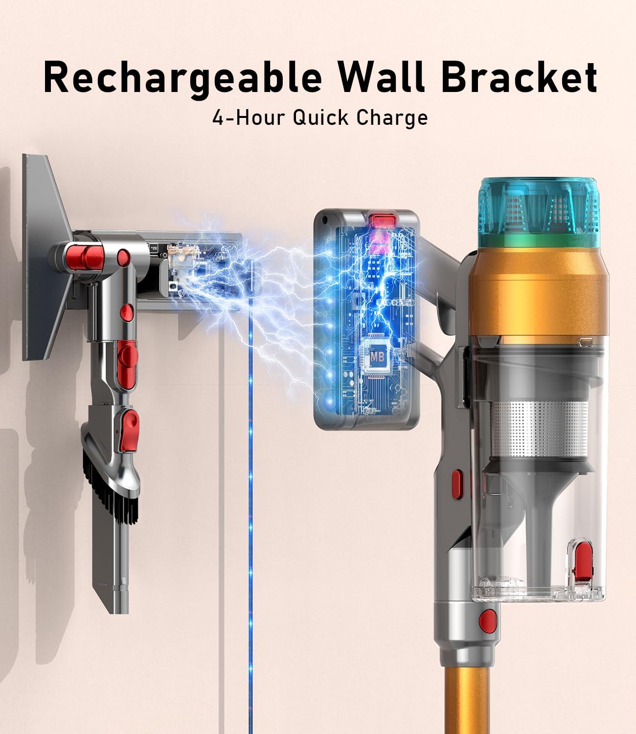 Cordless Vacuum Cleaner 600W 55Kpa Stick Vacuum,Up to 55Mins, Vacuum Cleaners for Home Rechargeable Wall Mount OLED Color Screen Anti-tangled Vacuum for Car,Hardwood Floor,Carpets,Pet Hair EHBL - Image 5
