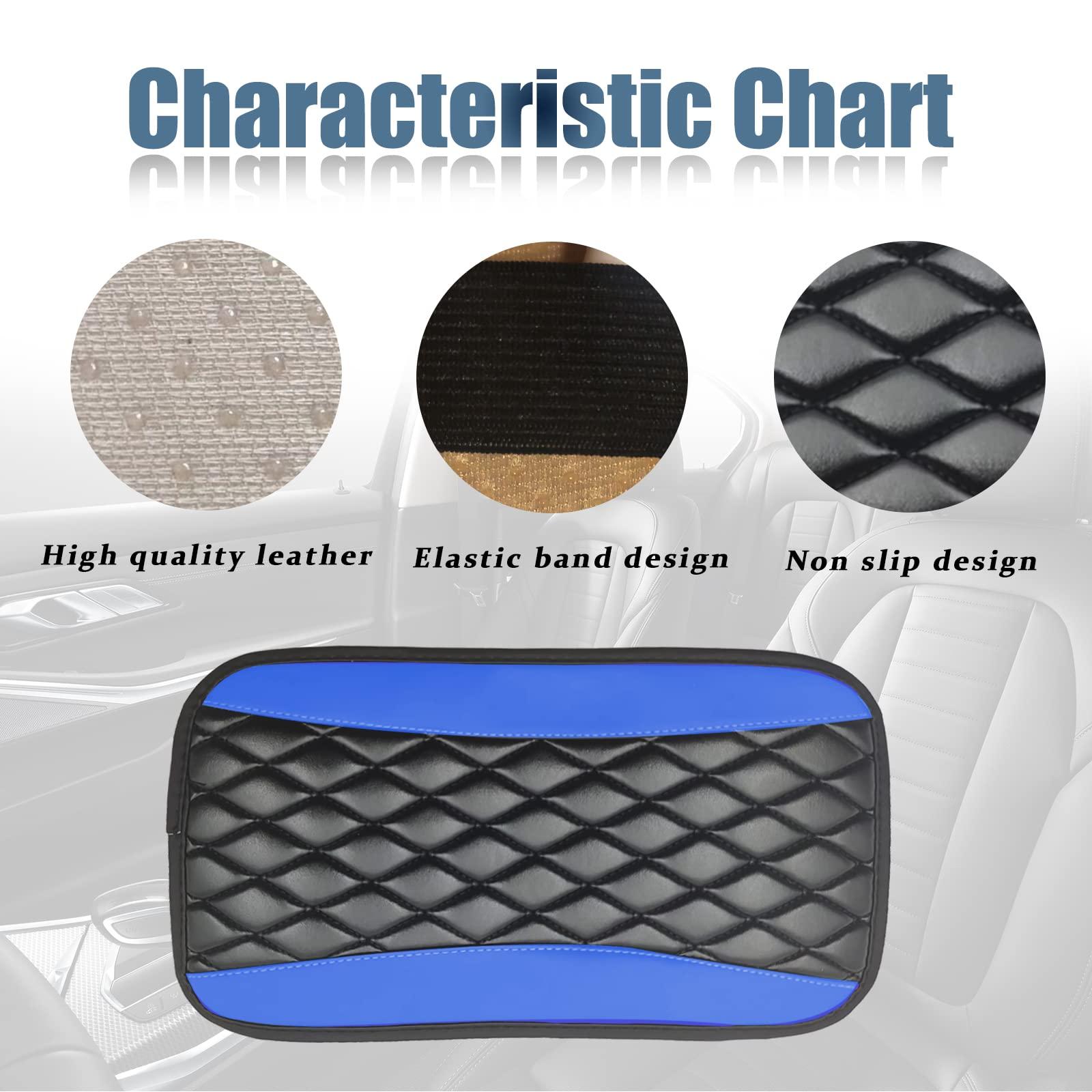 Car Center Console Cover, Universal Leather Waterproof Armrest Seat Box Cover Protector, Comfortable Car Decor Accessories Fit for Most Cars, Vehicles, SUVs -Blue - Image 4