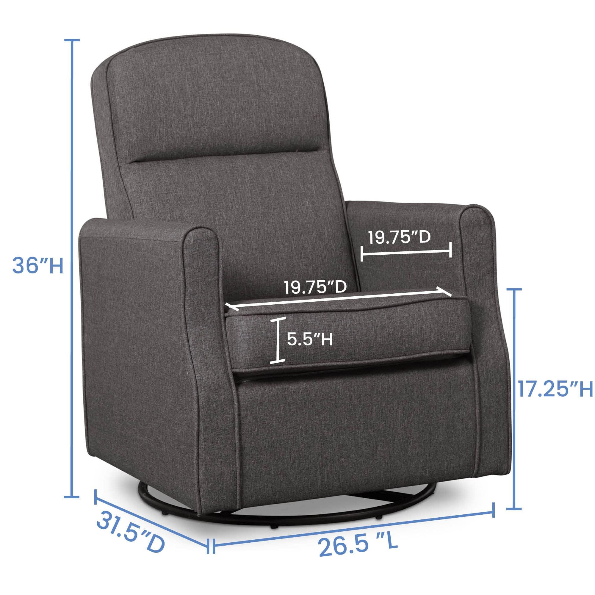 Delta Children Blair Slim Nursery Glider Swivel Rocker Chair, Charcoal - Image 3