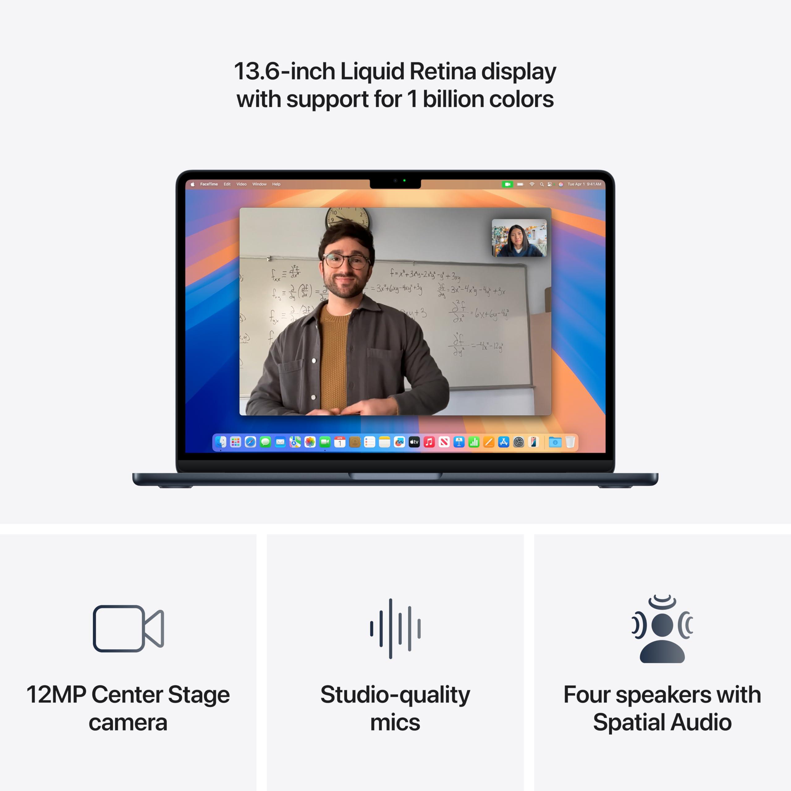 Apple 2025 MacBook Air 13-inch Laptop with M4 chip: Built for Apple Intelligence, 13.6-inch Liquid Retina Display, 16GB Unified Memory, 256GB SSD Storage, 12MP Center Stage Camera, Touch ID; Midnight - Image 4