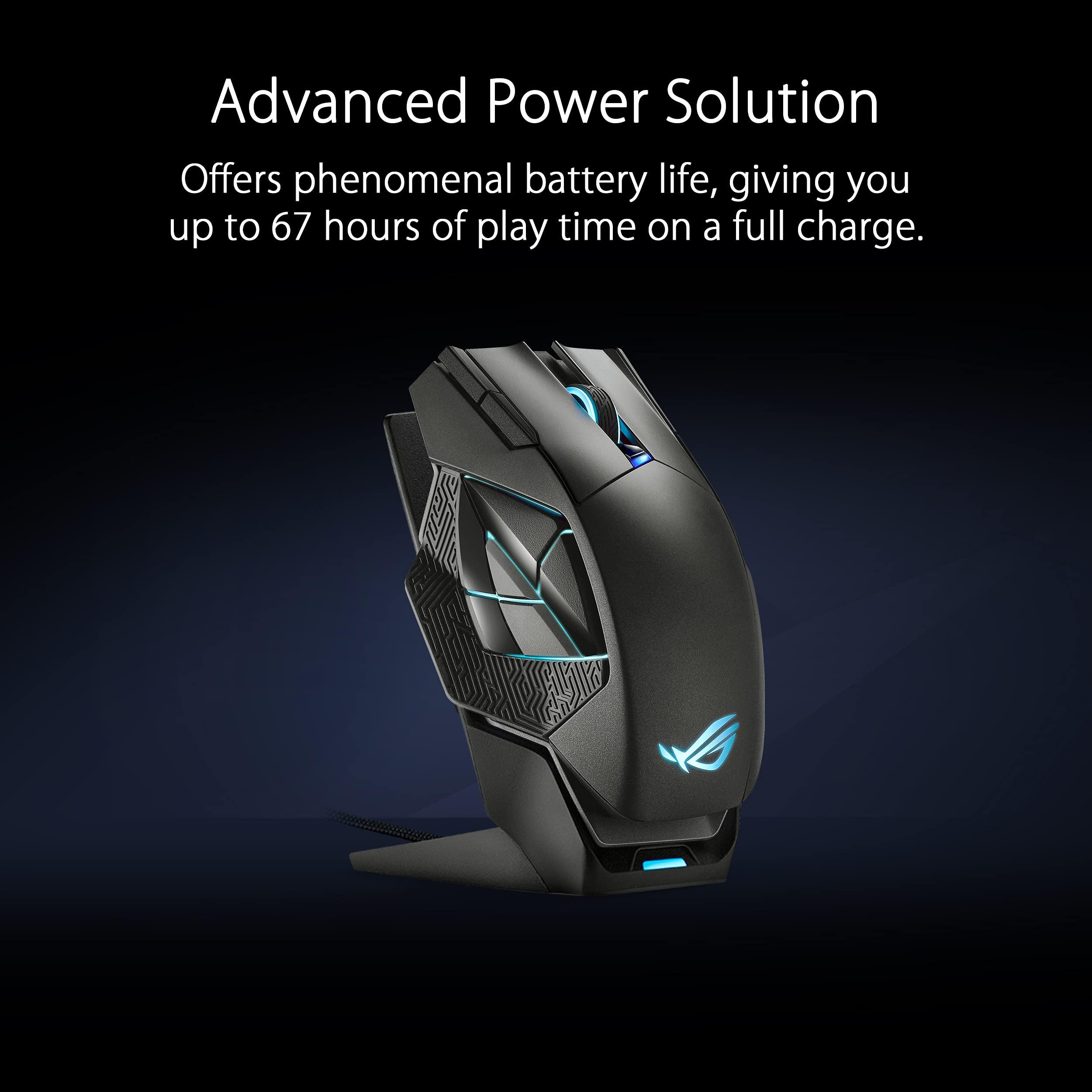 ASUS ROG Spatha X Wireless Gaming Mouse (Magnetic Charging Stand, 12 Programmable Buttons, 19,000 DPI, Push-fit Hot Swap Switch Sockets, ROG Micro Switches&Paracord and Aura RGB lighting),Black - Image 6