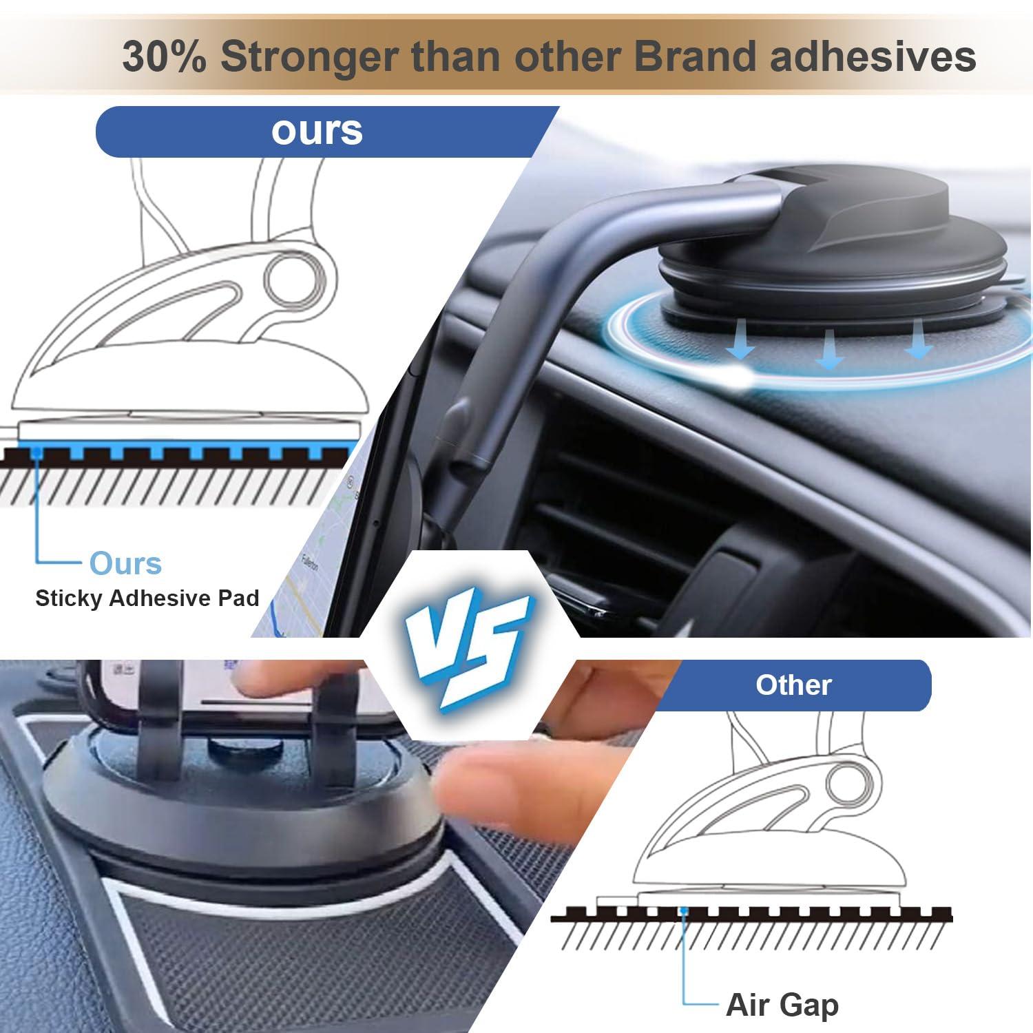 5pcs Sticky Adhesive Pads for Car Phone Mount, 70mm/ 2.76" Double-Sided Heavy Duty Sticker Gel Mounting Tapes Replacement Kit for Suction Cup Dashboard Cell Phone Holder Windshield Dash Cam GPS Base - Image 7
