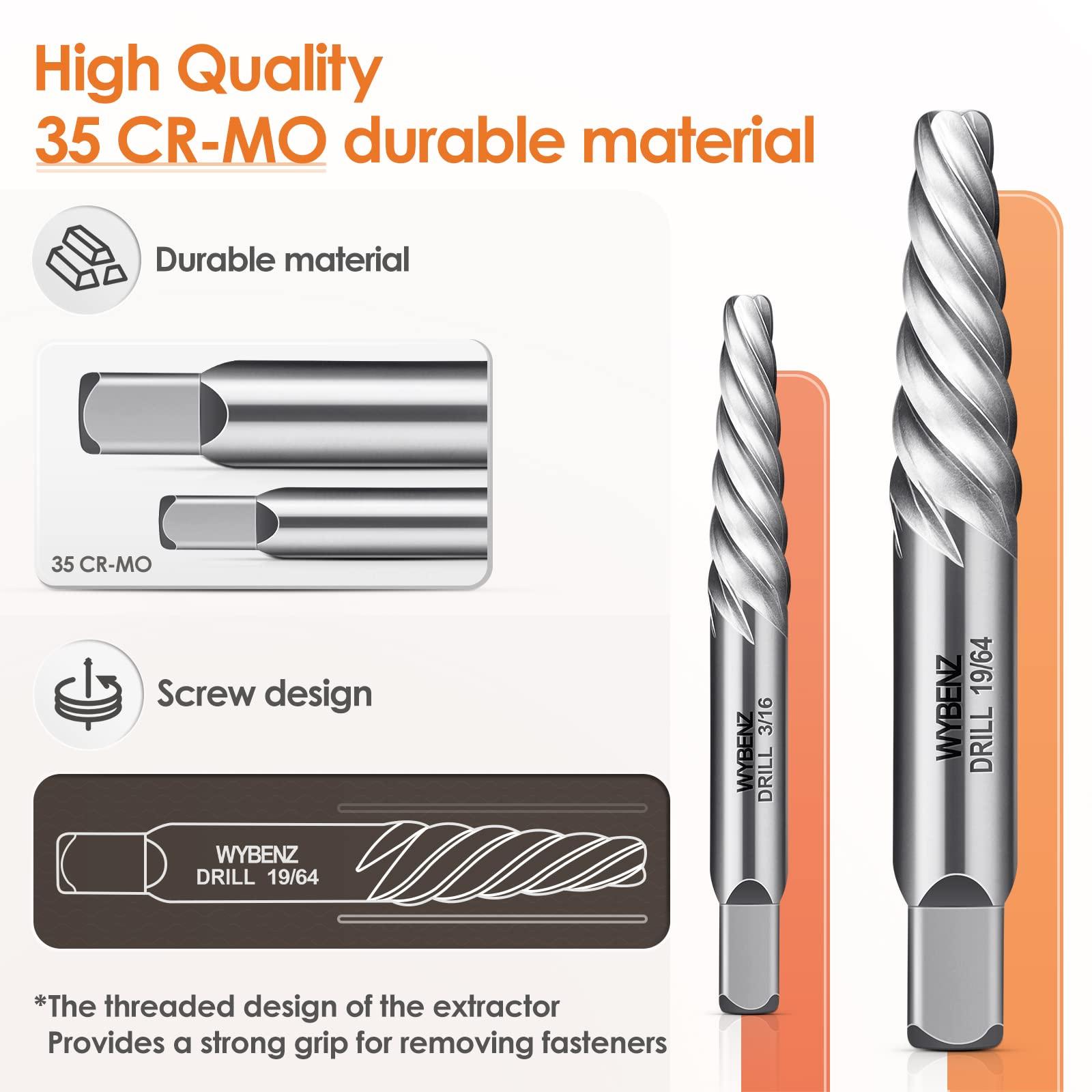 12 Pcs Screw Extractor and Left Hand Drill Bits Set, Easy Out Bolt Extractor Set Spiral Flute Stripped Screw Remover Reverse Cobalt HSS Steel Drill Bit for Remove Broken Tight Screws Bolts Studs - Image 6