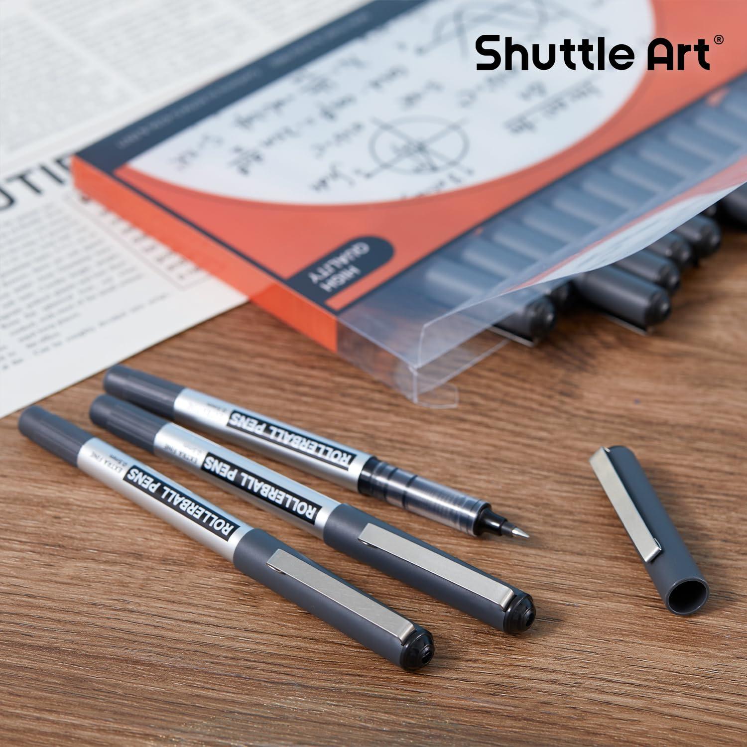 Shuttle Art RollerBall Pens, 25 Pack Black Fine Point Roller Ball Pens, 0.5mm Liquid Ink Pens for Writing Journaling Taking Notes School Office - Image 7