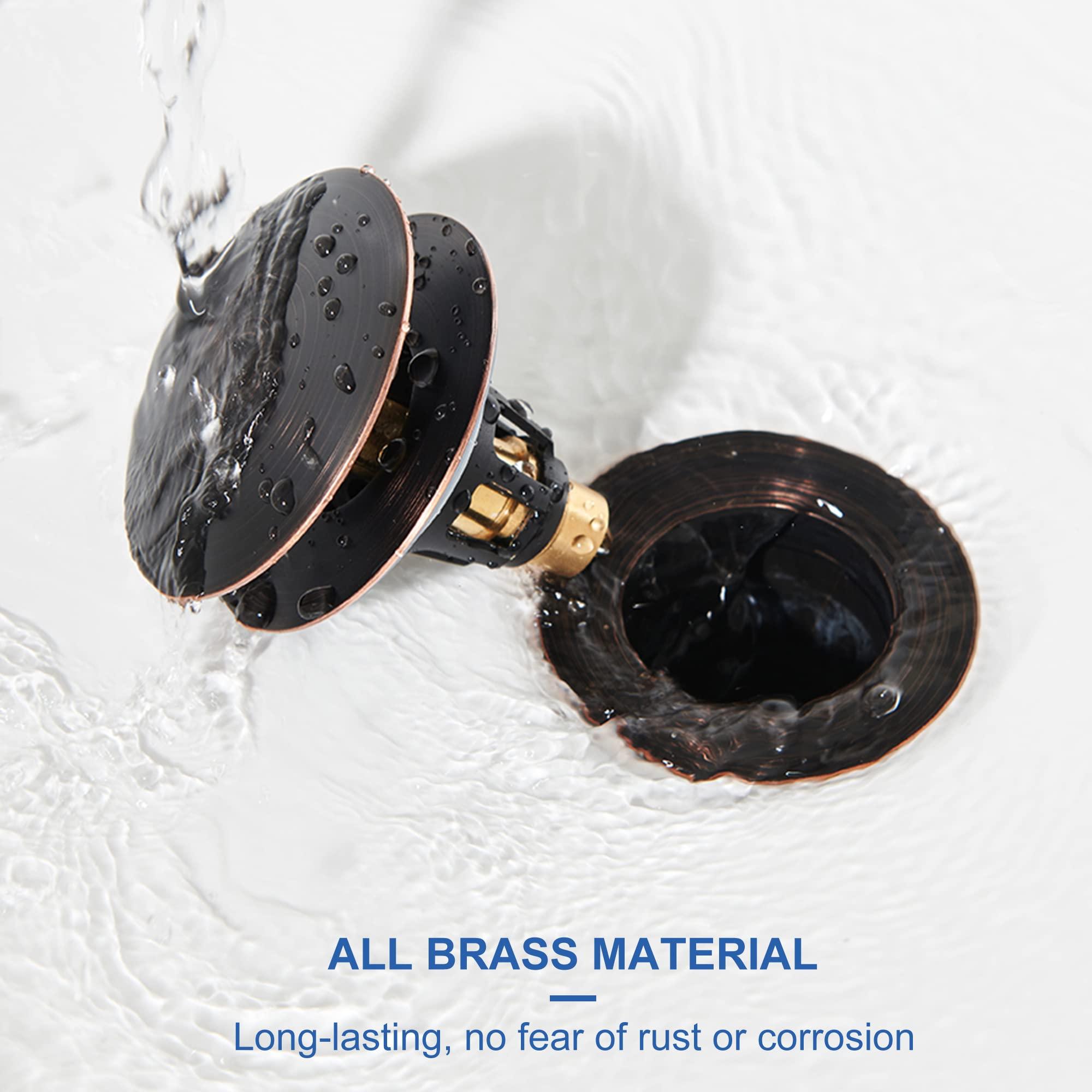 Universal 2-in-1 Bathroom Sink Stopper - Pop Up Sink Drain Stopper, Push Button Sink Drain Stopper Replacement, Wash Basin Drain Filter Plug with Anti-Clogging Strainer, Oil Rubbed Bronze - Image 5