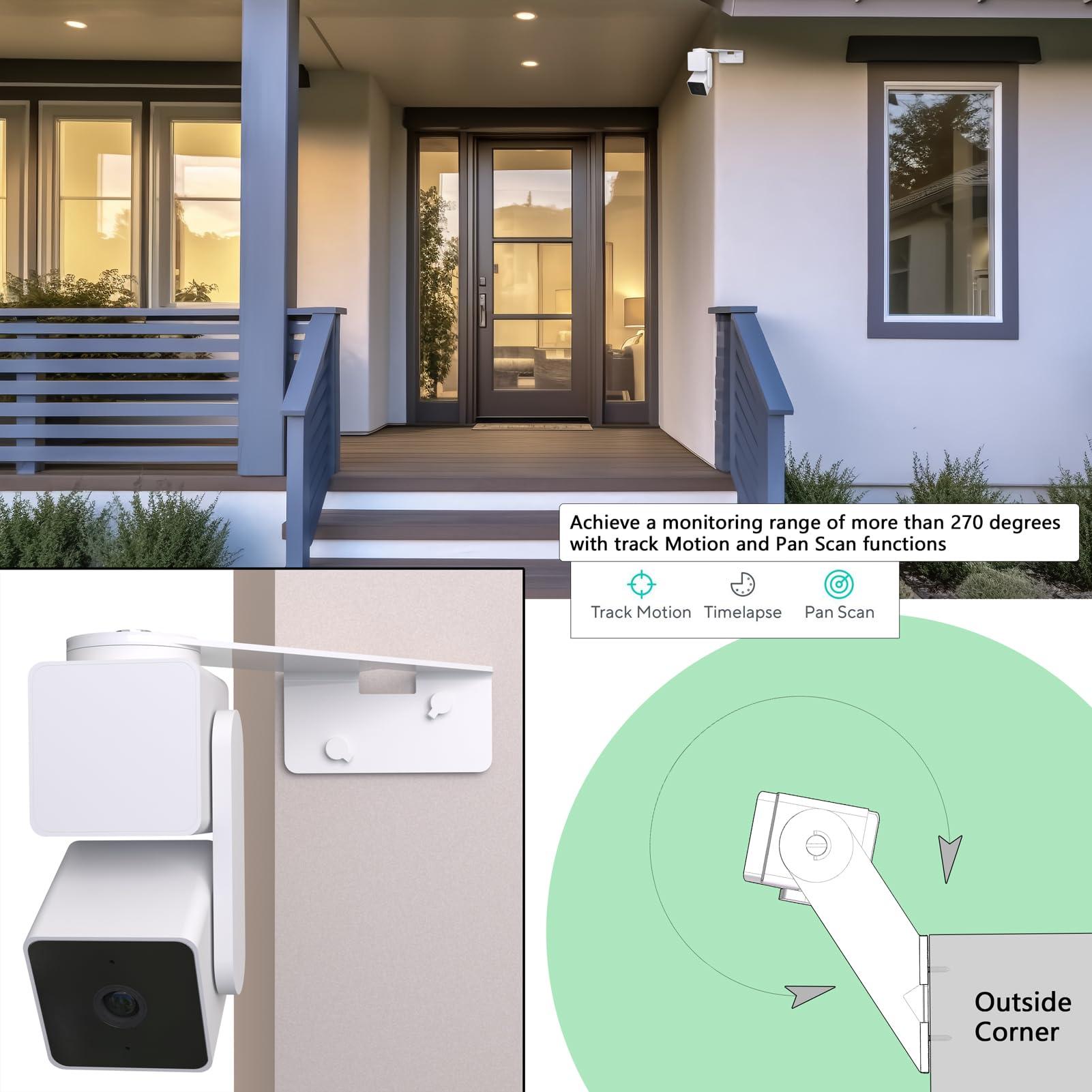 Zwolf Wall Mount for Wyze Cam Pan V3,Outside Corner Bracket for Wyze Cam Outdoor Indoor, Full Side Coverage, Improves The Field of View Reduce Blind Spots - Image 2