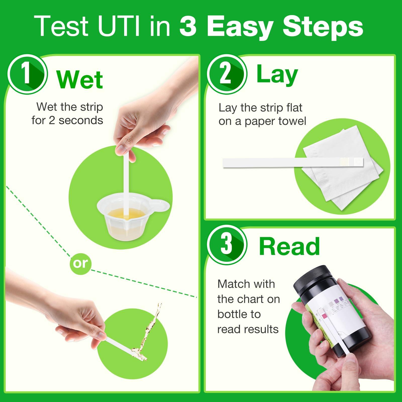 Easy@Home 50ct UTI Test Kit Bladder Infection Test Strips, FSA or HSA Eligible, at Home UTI Urinalysis Test Strips for Women Urinary Tract Health, Highly Accurate UTI Testing (UTI-50Pcs) - Image 5