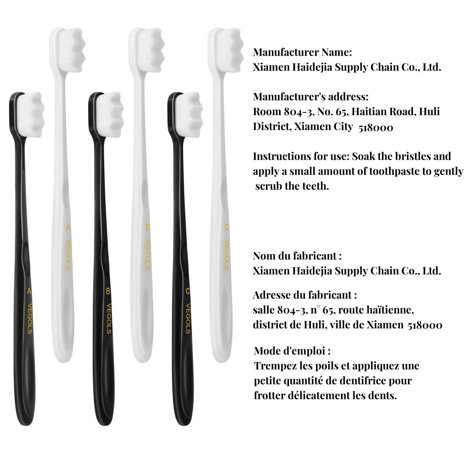 VEGOLS Adult Extra Soft Toothbrush with 20000 Soft Bristles, (Pack of 6) Micro Nano Manual Toothbrushes for Protect Sensitive Gums, Black/White - Image 9