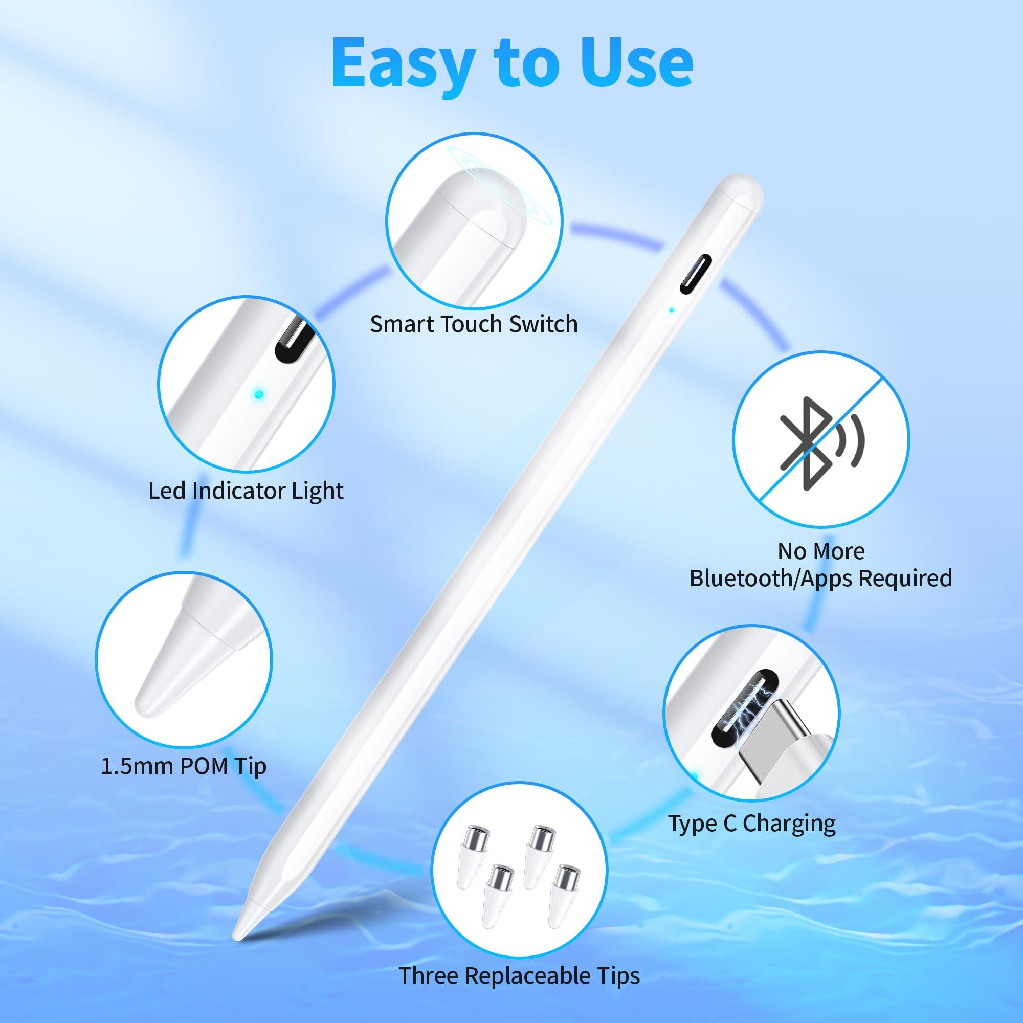 Stylus Pen, Active Stylus Pen Compatible for iOS and Android Touchscreens/Phones, Rechargeable Stylus Pen with Dual Touch Screen, Stylus Pencil for A-pple/Android/Tablet, 16.5CM,White - Image 4