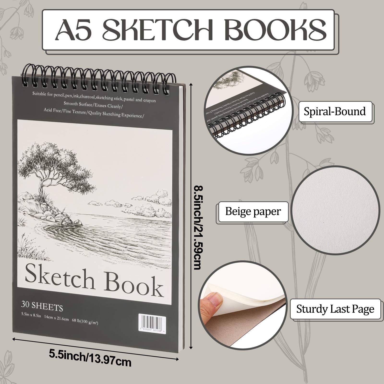 Jexine 40 Pcs 5.5'' x 8.5'' Top Spiral Bound Sketch Book 30 Sheet Each(68lb/100gsm), Sketching Drawing Pad Bulk Artist Sketch Pad Kids Drawing Paper Art Sketchbook for Painting (Tree) - Image 2
