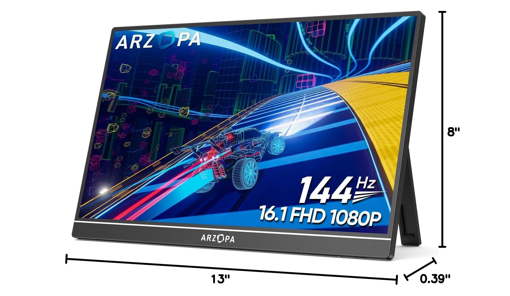 ARZOPA 16.1'' 144Hz Portable Gaming Monitor, 106% sRGB 1080P FHD Kickstand Portable Monitor with HDR, Ultra Slim, Eye Care, External Second Screen for Laptop, PC, PS5, Mac, Xbox-Z1FC - Image 9