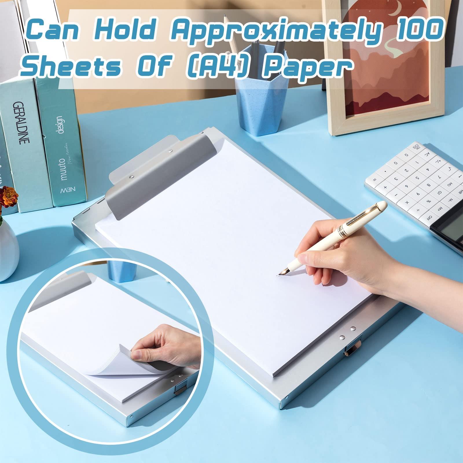 Jutom 4 Pcs Metal Clipboard with Storage Self Locking Portfolio Aluminum Binder Metal Clip Board Folder Letter Size Form Holder for Office Business Professionals Stationer, Silver - Image 5