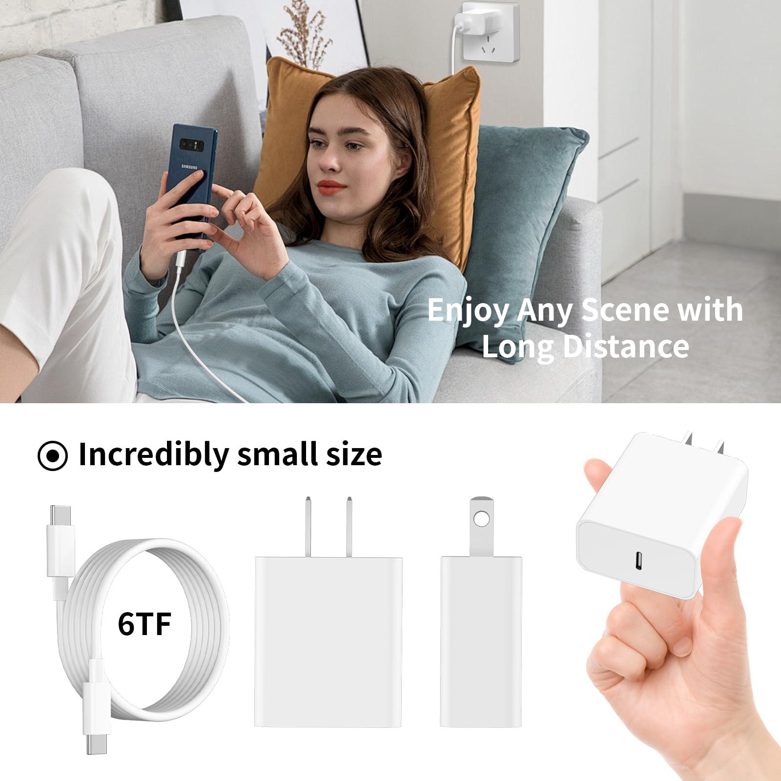 for iPhone 16 15 Fast Charger [MFi Certified] 3Pack 20W iPhone Charger Fast Charging Block and 6FT Long USB C to C Cable Cord Compatible with iPhone 16 15 Pro Max 15 Plus/iPad Pro/Air/Mini - Image 6