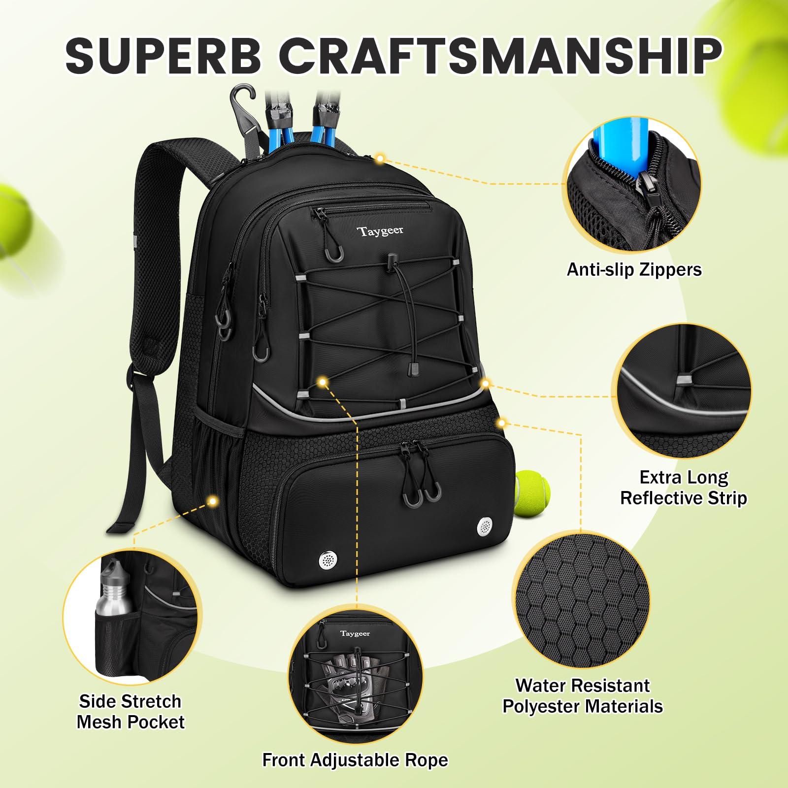 Taygeer Tennis Bag, Tennis Backpack Bags for Women Men 2 Rackets with Ventilated Shoe Compartment, Tennis Bag for Racket - Image 4