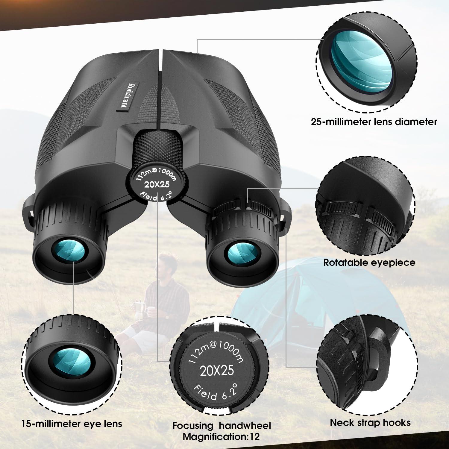 20x25 Compact Binoculars for Adults High Powered and Kids,Waterproof Binoculars for Hunters with Low Light Vision,Easy Focus Bird Watching for Adults Outdoor Hunting and Travel - Image 4