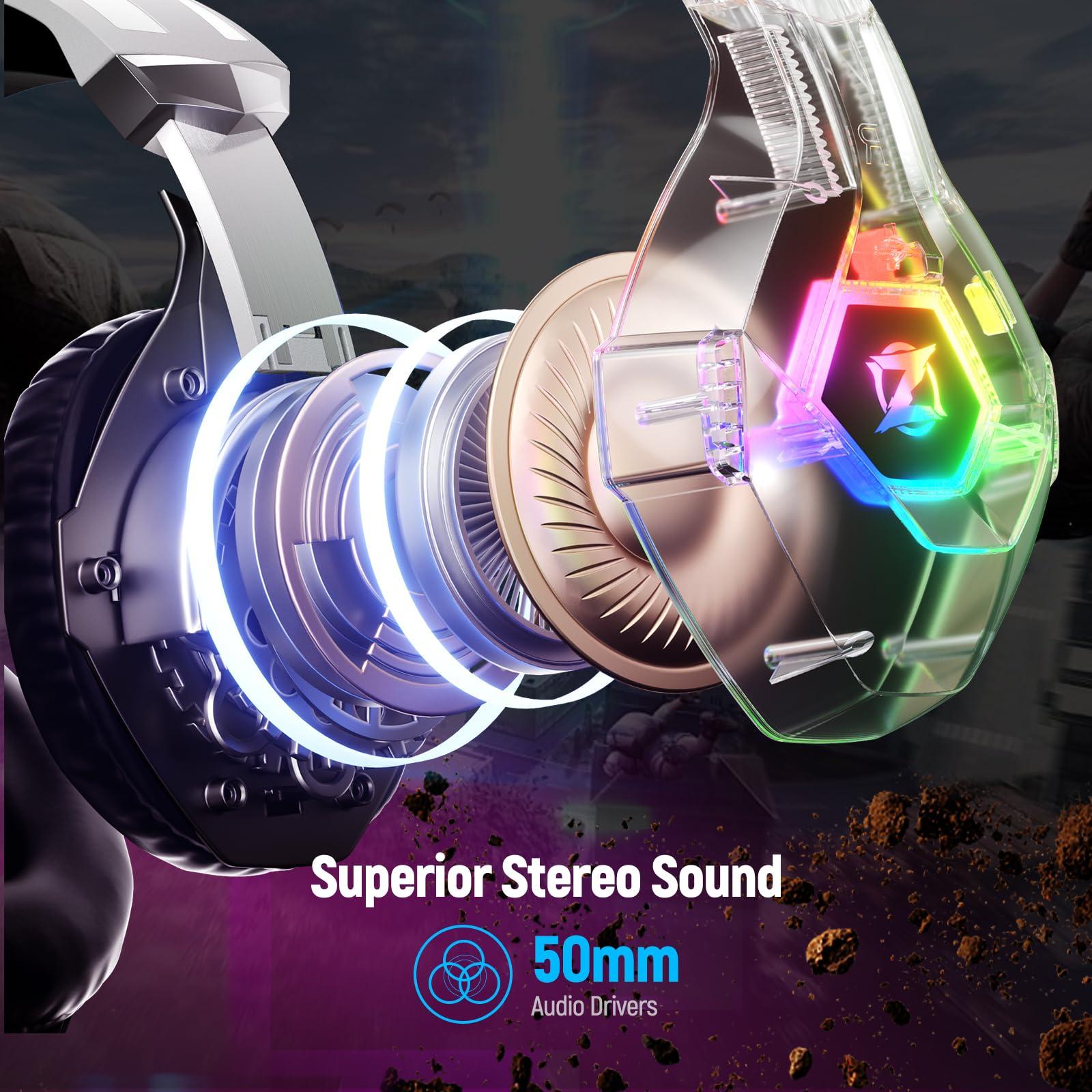 Ozeino Gaming Headset for PC, Ps4, Ps5, Xbox Headset with 7.1 Surround Sound, Gaming Headphones with Noise Cancelling Mic, Over Ear Headphones for Switch, GEM Box, Atari 2600 System, Sega Game Gear - Image 3
