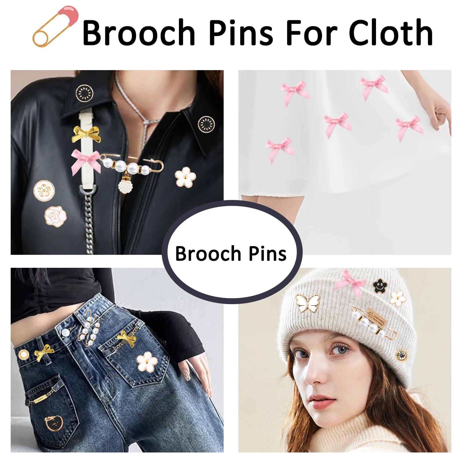 52Pcs Shoe Charms for Sneakers Bow Shoe Lace Charms Junk Sock Jewelry Kit for Women DIY Accessories Rhinestone Brooch Buttons Pearl Flower Clips Safety Pin Gold for Sneaker Hat Clothes Decoration - Image 6