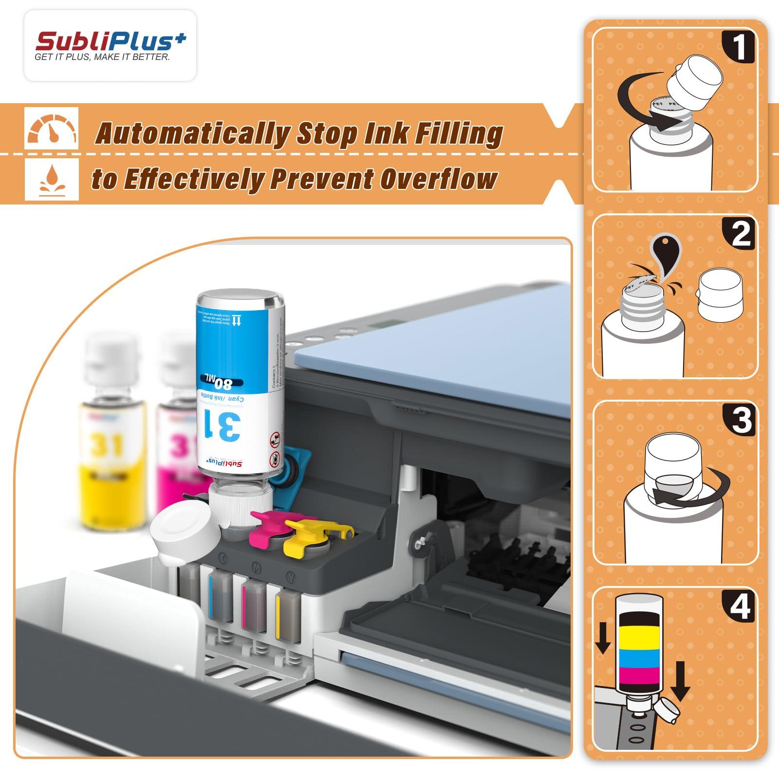 32XL Black Ink Bottle 31 Ink Bottle Set Compatible Replacement for HP Smart Tank Printer 6001 7602 7301 5100 5101 5000 5102 757 7601 755 7601 6002 7302 Ink Refill, Smart Tank Plus 651 551 Ink Refill - Image 4