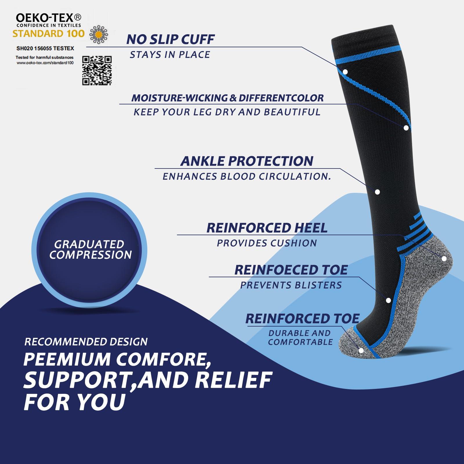 fenglaoda 8 Pairs Compression Socks for Men & Women 20-30 mmHg Knee High Nurse Pregnant Running Medical and Travel Athletic - Image 2