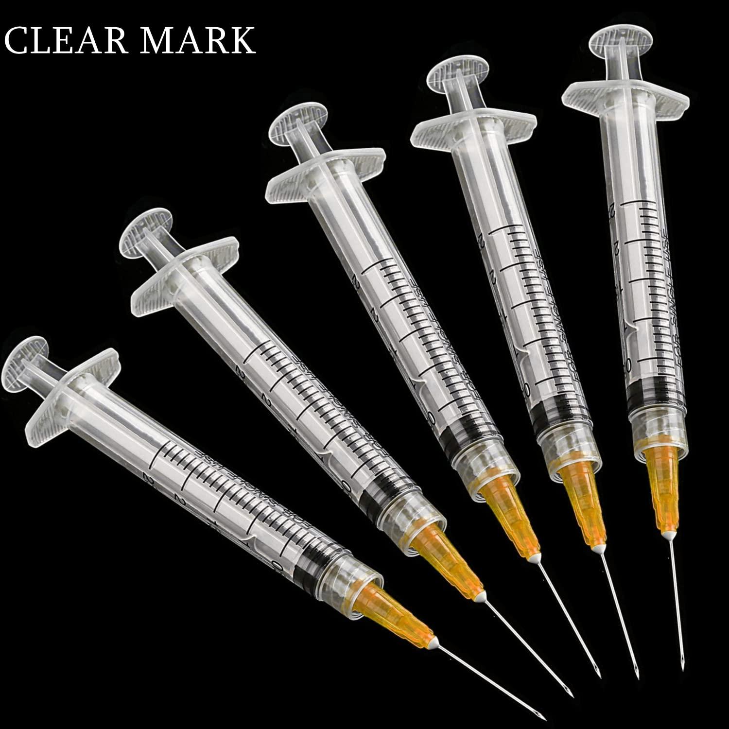100 Pack 2ml (2.5ml) Plastic Luer Lock Syringa with 25Ga and Cap, Individually Sealed Wrapped, for Scientific Labs, Measuring Liquid, Refilling Cartridges or Glue Applicator - Image 6