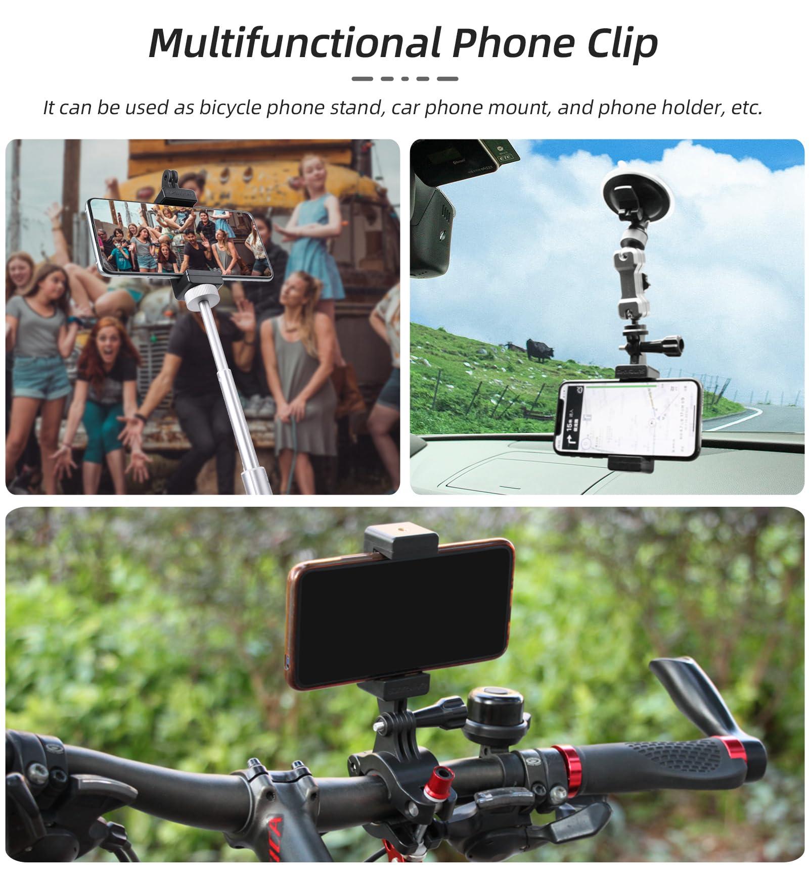 WOENJO DJI Pocket 3 Phone Holder Set Expansion Accessories with 1/4" Thread Hole Compatible with DJI Osmo Pocket 3 and Smartphone, Used with Tripod and Extension Rod - Image 4