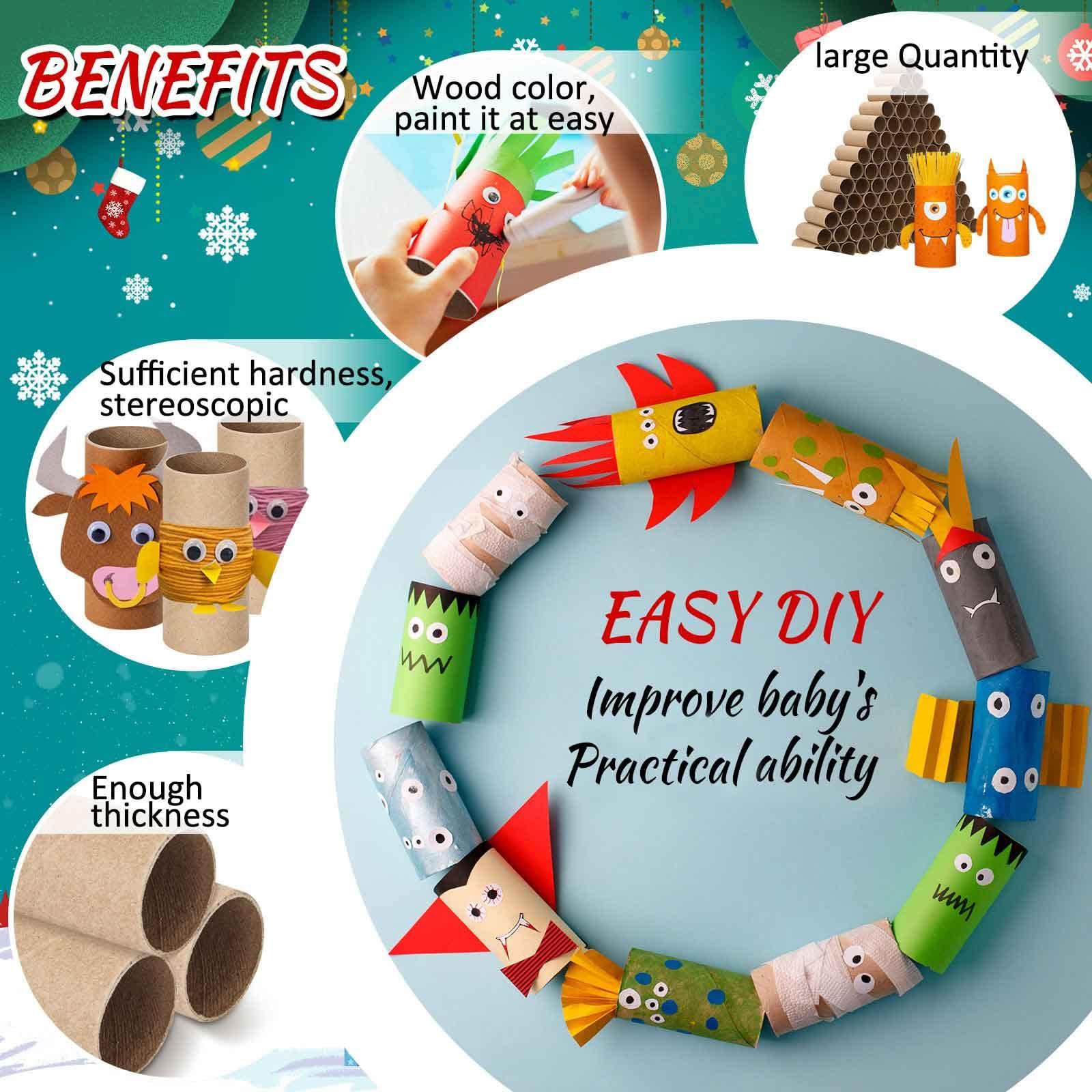 Henoyso 100 Packs Cardboard Tubes for Craft 1.57 x 3.74 Inches DIY Empty Toilet Paper Rolls Craft Cardboard Paper Round Tubes for Kids School Supplies Classrooms Gift DIY Art (Brown) - Image 4