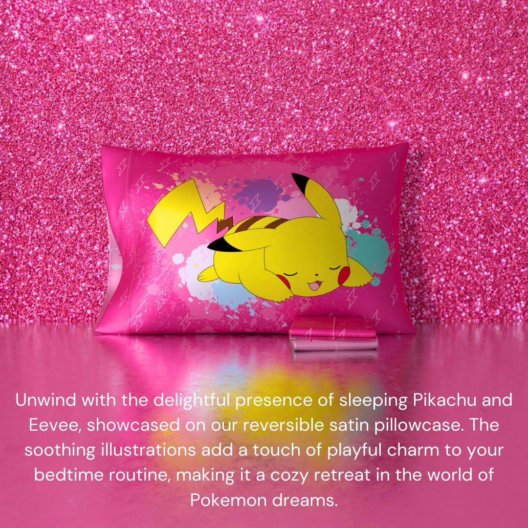 Franco Collectibles Pokemon Girl Anime Beauty Silky Satin Standard Reversible Pillowcase Cover 20x30 for Hair and Skin, (Official Licensed Product) - Image 4