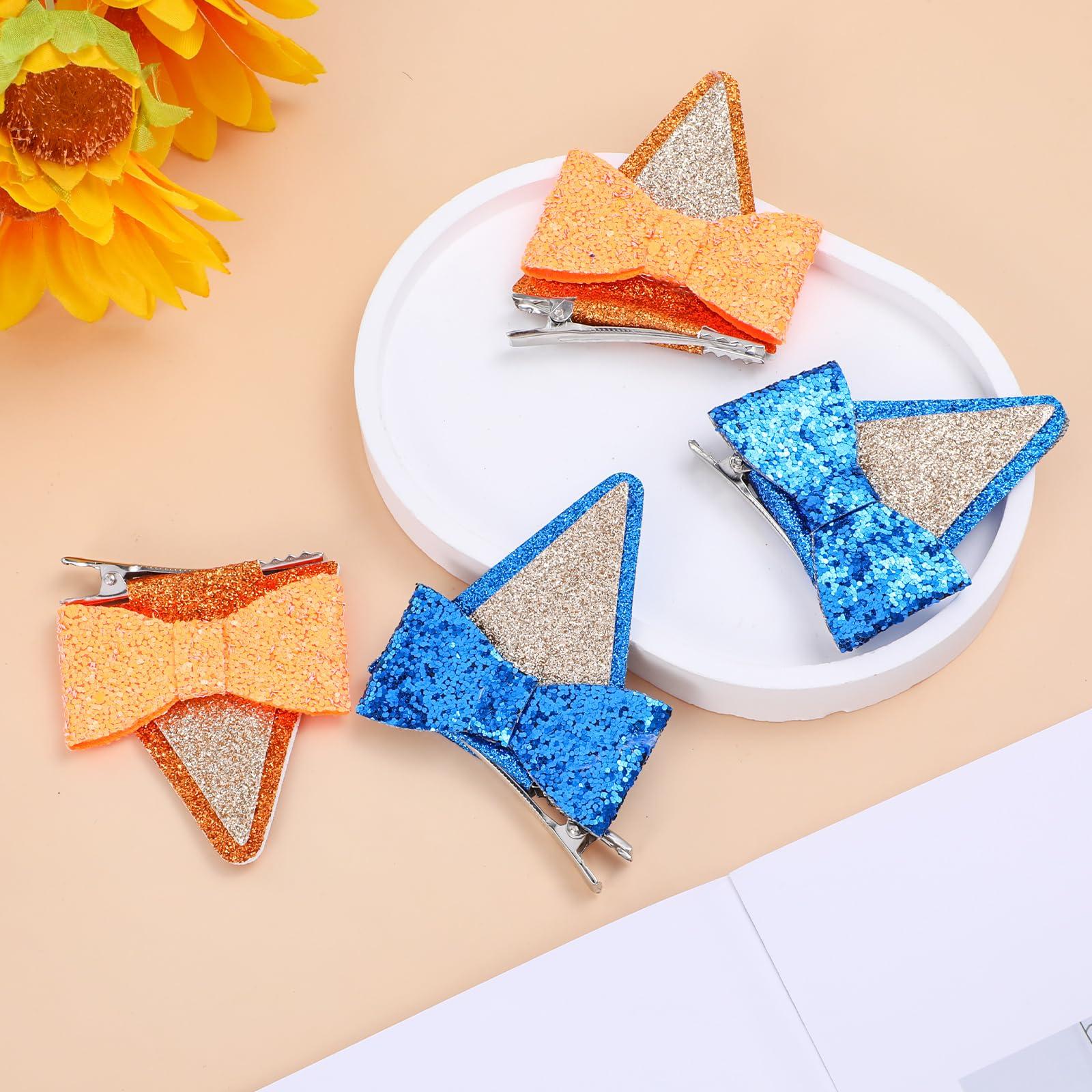 Blue Ears Hair Clips, Mabor 2 Pair Hair Pin Barrettes Hair Accessories for Halloween Costume Birthday Decorations Theme Party Supplies Cosplay for Boys and Girls (Blue and Orange) - Image 4