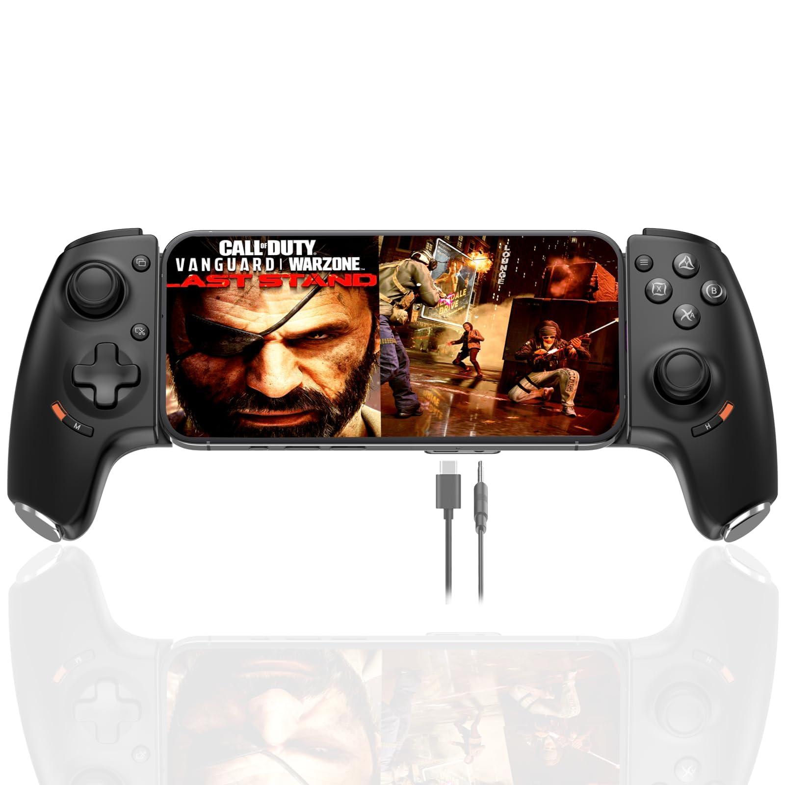 Megadream Phone Controller for iPhone 16/iPhone 15/Android USB C Mobile Gaming Controller with 3.5mm Audio Jack, Remote Player Gamepad for PS5/PS4/Xbox/PC, Cloud Game, Plug and Play, Hall Joysticks/Hall Trigger, 2 Mappable Buttons