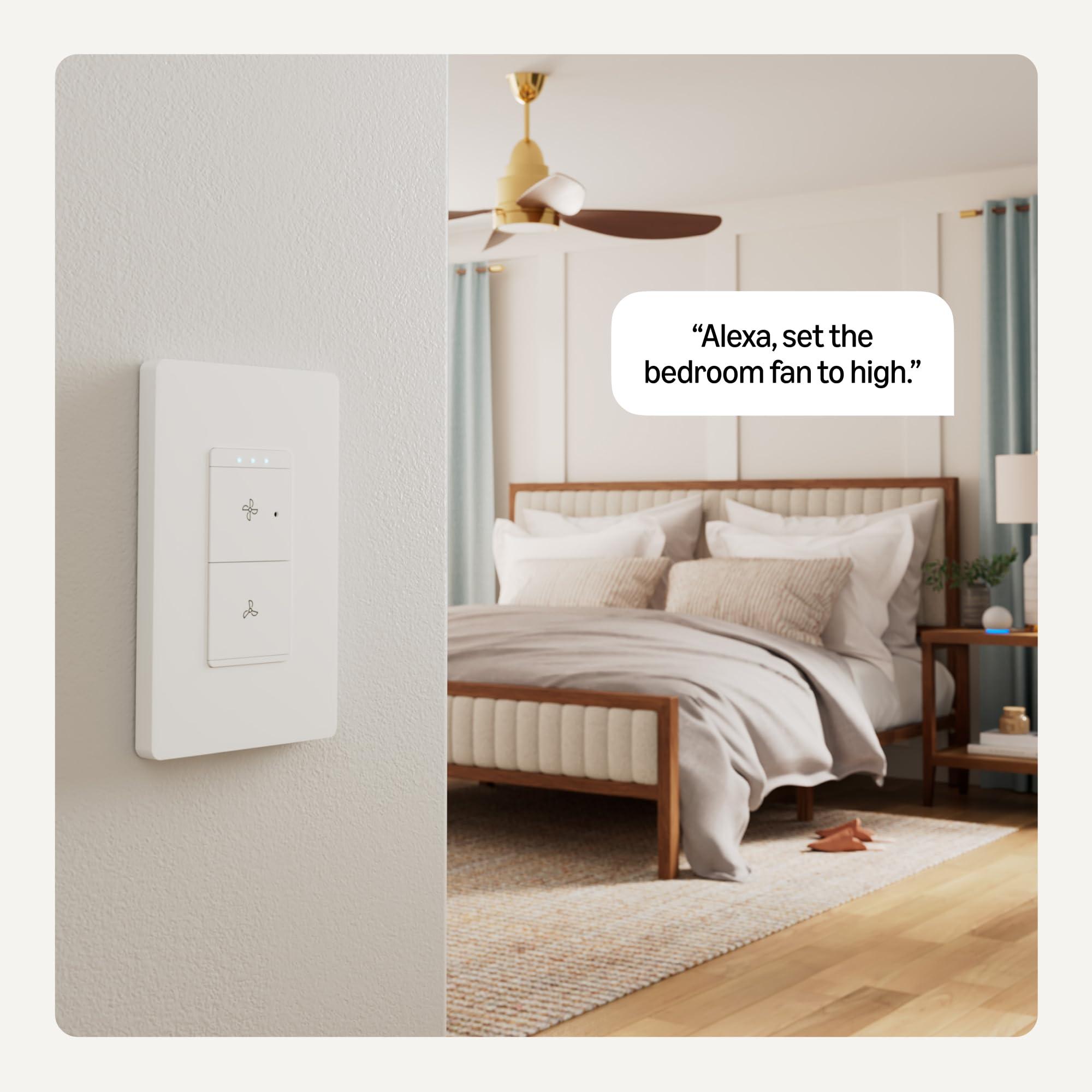 Amazon Basics Smart Fan Control Switch, Single Pole, Works with Alexa Only, 2.4 GHz Wi-Fi, No Hub Required, White - Image 5