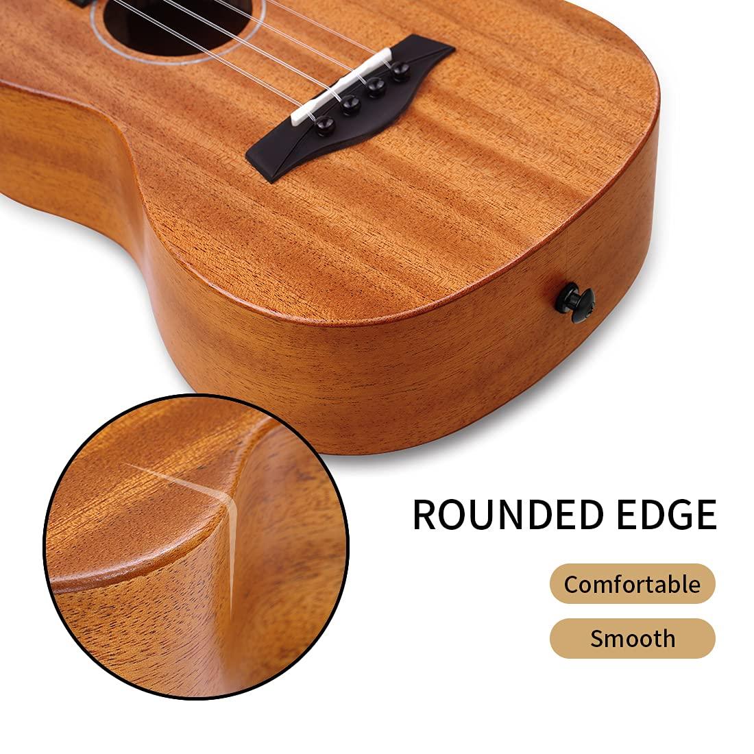 Rosen Concert Ukulele Solid Mahogany 23 inch Professional Ukelele Starter Bundle Kit with Lesson Book Gig Bag Tuner Capo Picks Strings - Image 2