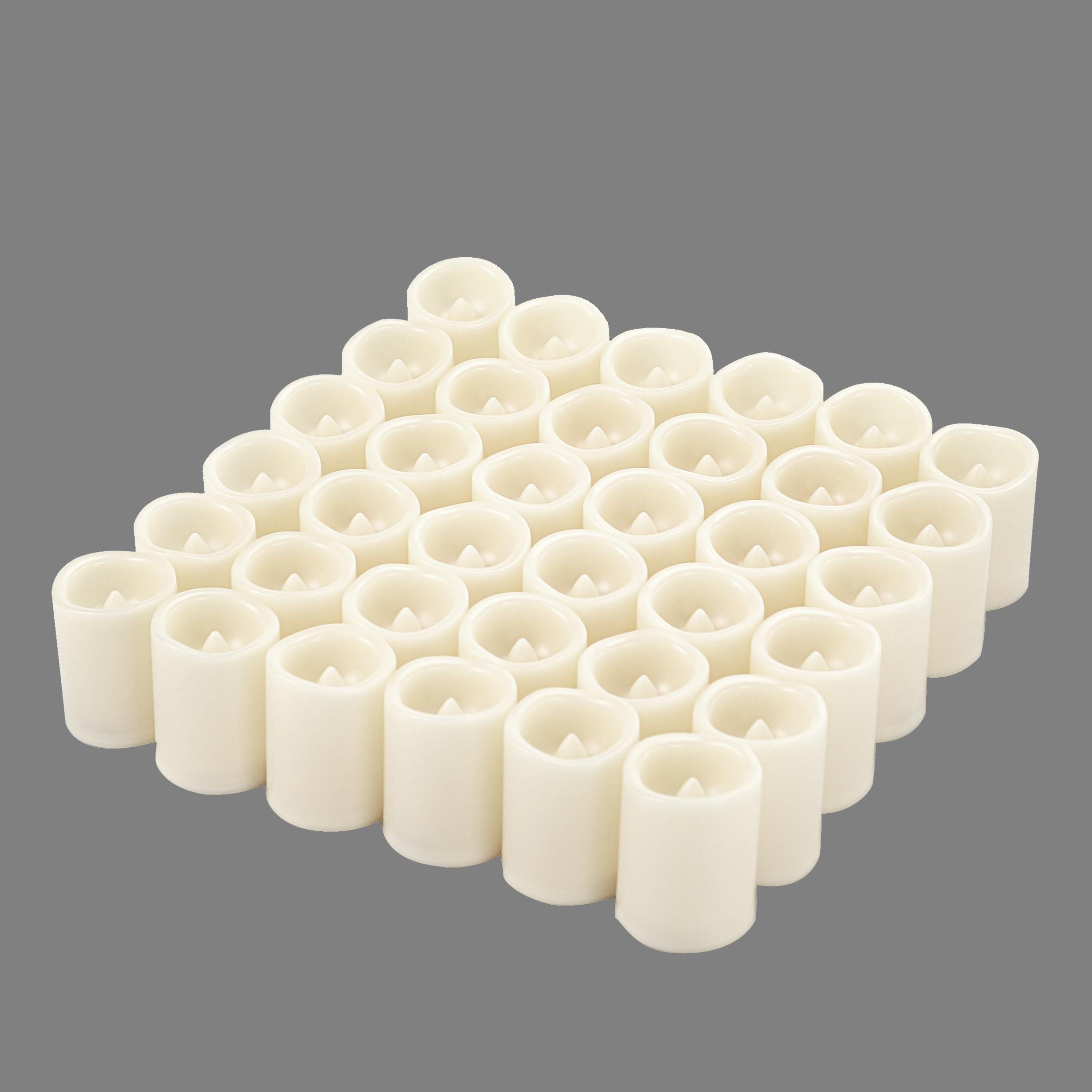 iZAN 36 Pack Flameless Battery Operated LED White Votive Candles Flickering Electric Fake Tea Lights Candle Bulk Set for Christmas Home Party Decorations Wedding Supplies Batteries Included