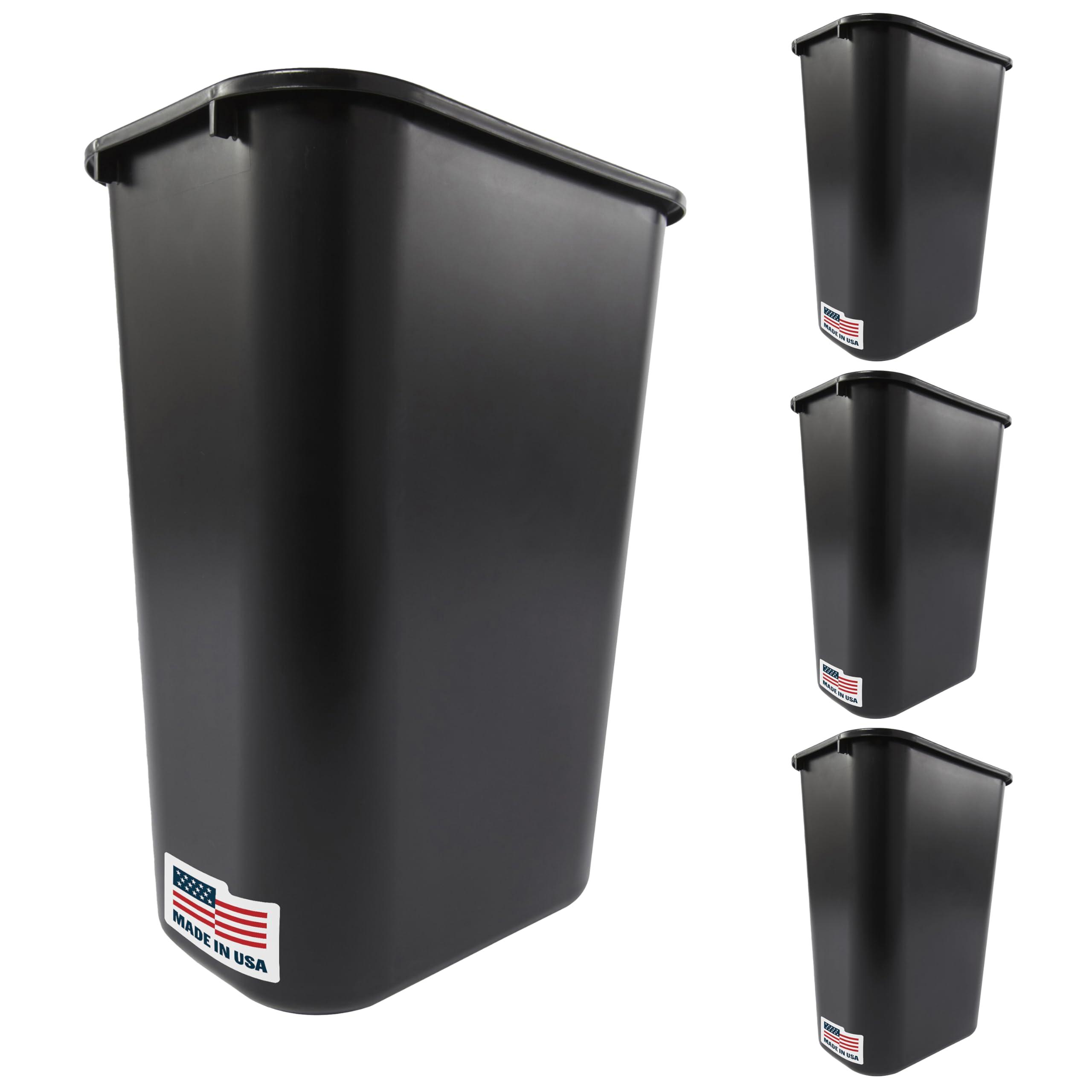 Rubbermaid Commercial Products Deskside Wastebasket/Trash Can, 10.25-Gallon/41-Quart, Black, Plastic, Garbage Can for Home/Office, Fits Under Desk/Sink/Cabinet, Pack of 4