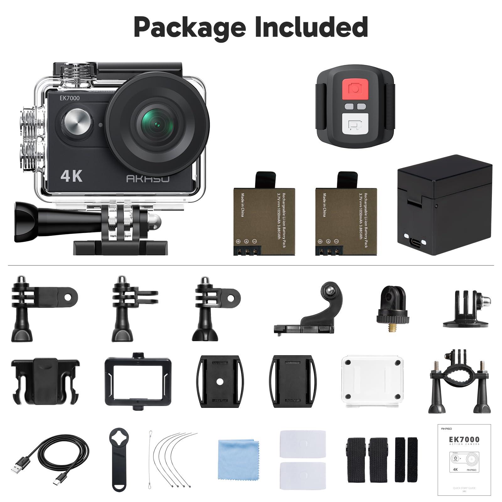 AKASO EK7000 4K30FPS 20MP WiFi Action Camera with EIS Ultra HD 131FT Waterproof Underwater Camera Remote Control 4X Zoom Support External Microphone Black - Image 10