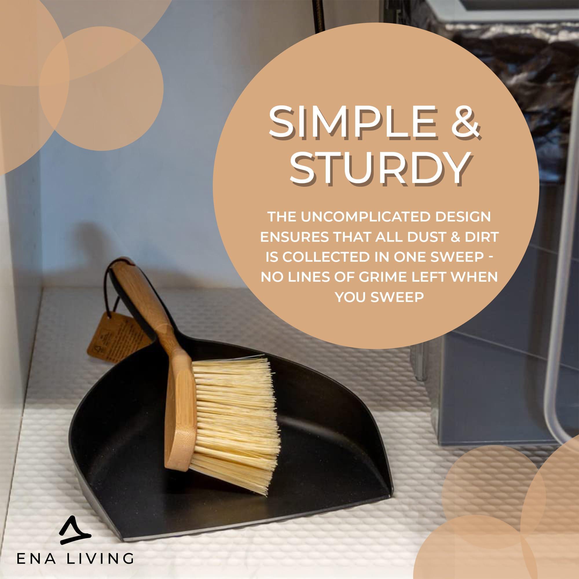 ENA Living Bamboo Dust Pan & Brush Set, Portable Dustpan & Brush, Perfect For Household Cleaning, Sturdy & Effective Dust Pan, Bamboo Sweeping Brush - Standard - Image 3