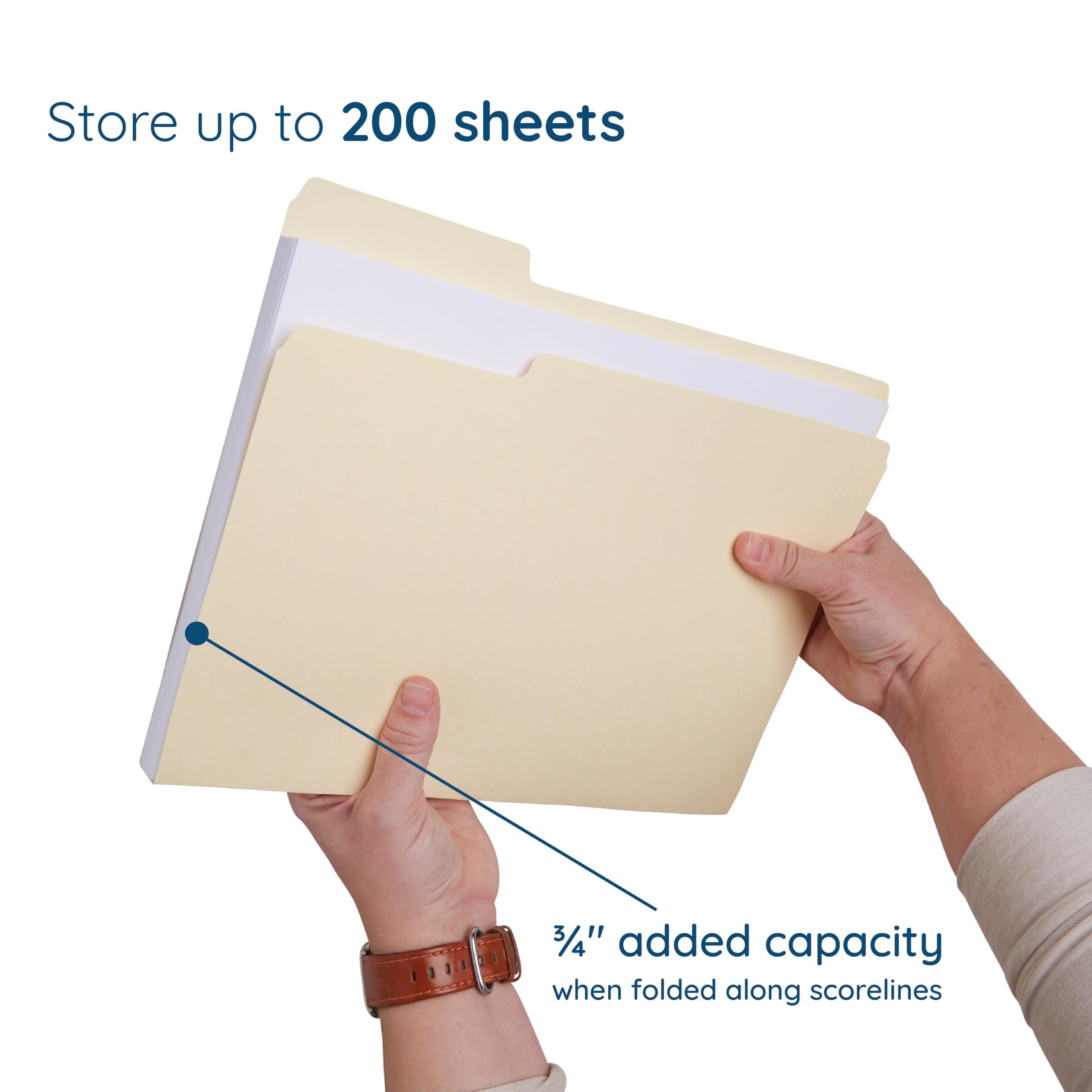 200 Blue Summit Supplies Manilla Folders - Letter Size File Folders with 1/3 Cut Top Tabs, Assorted Positions, Durable 11pt Manila Paper for Office Organization - Image 3