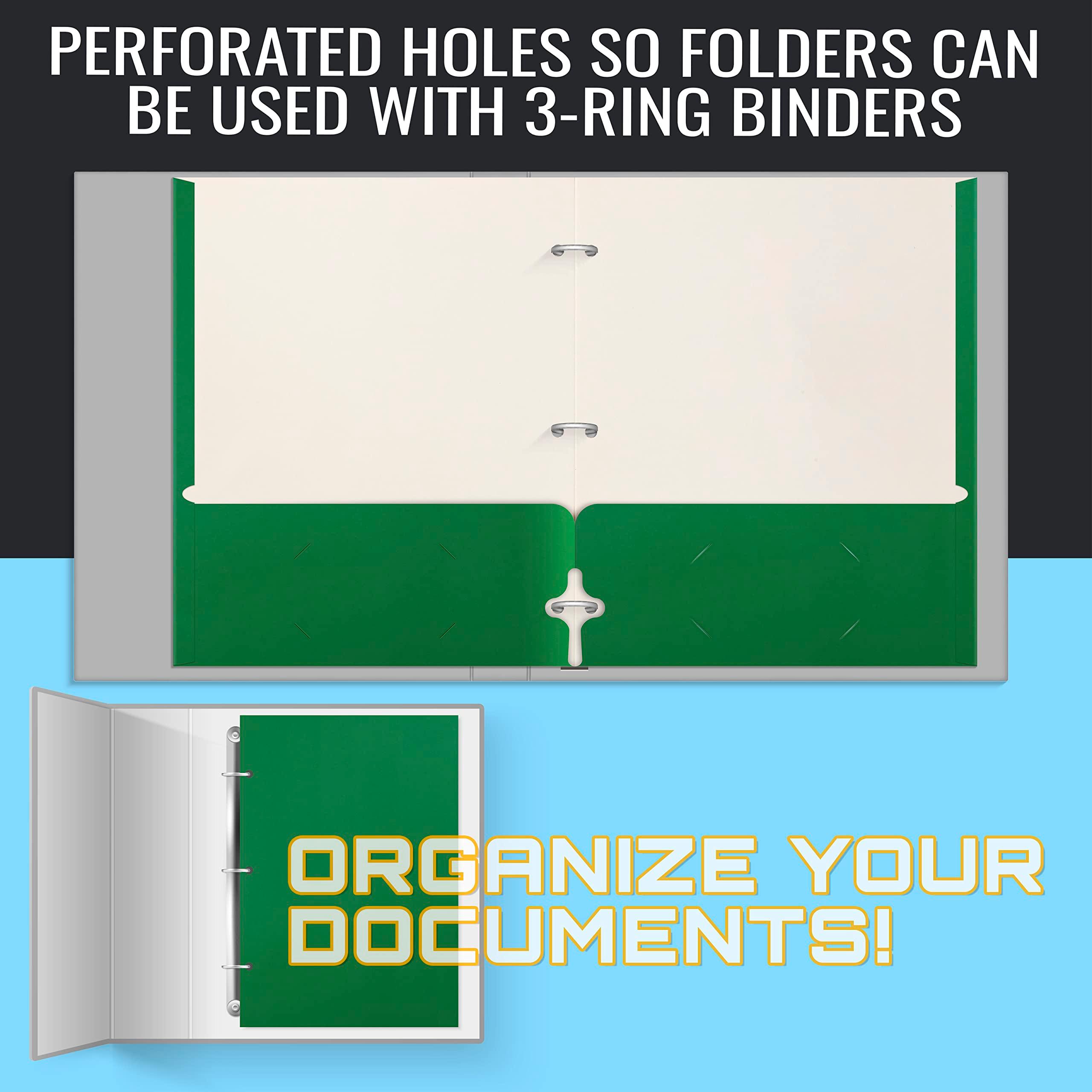 Better Office Products Two Pocket Portfolio Folders, 50-Pack, Green, Letter Size Paper Folders, 50 Pieces, Green - Image 5