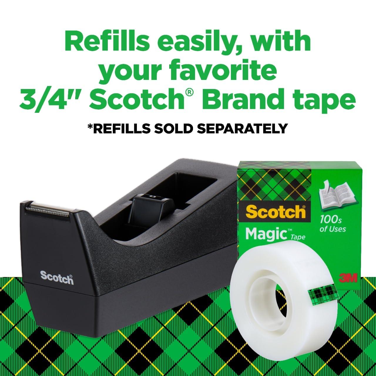 Scotch Classic Desktop Tape Dispenser, Black, 1-inch Core, Made from 100% Recycled Plastic, 1 Dispenser - Image 7