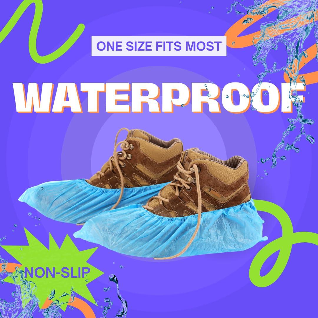 Frontline Shoe Covers Disposable Waterproof, Recyclable Premium Thick Plastic, SLip Resistance, Durable, Booties for Shoes, XL One Size Fits Most, Indoor Outdoor Shoe Covers (100) - Image 3