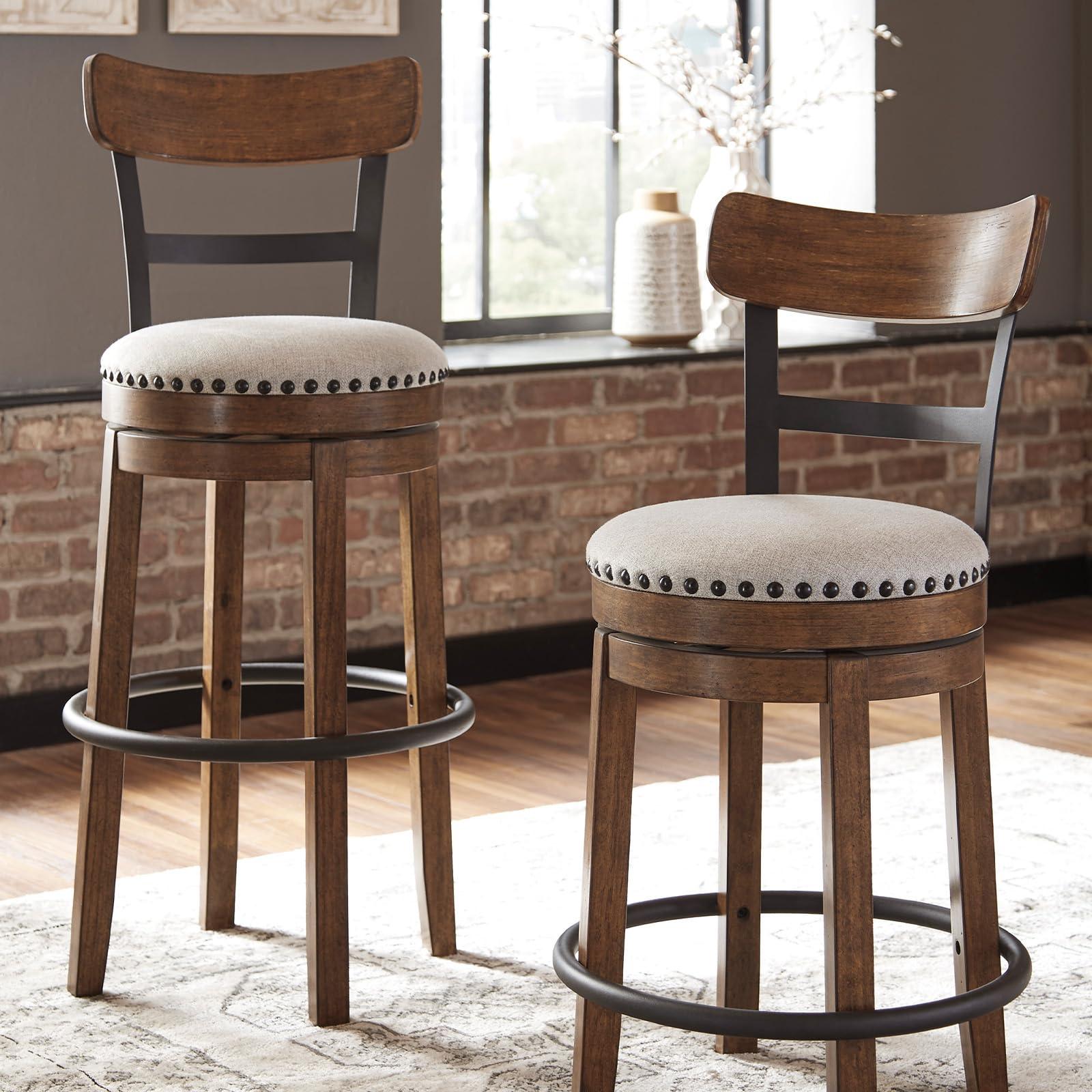 Signature Design by Ashley Valebeck Rustic Farmhouse 24.5” Counter Height Swivel Bar Stool, Brown - Image 8