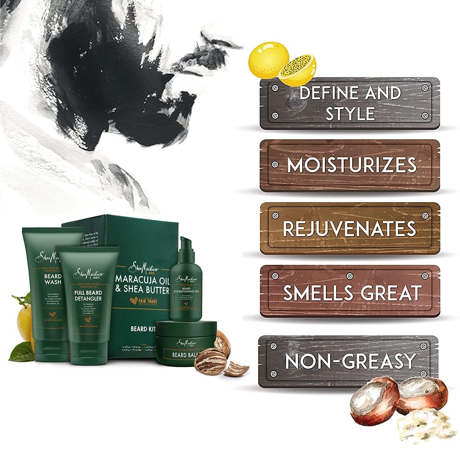 SheaMoisture Beard-Care Kit for Men, Includes Wash, Balm, Oil, Conditioner, Natural Shea Butter & Maracuja Oil, Great Gift - Image 3