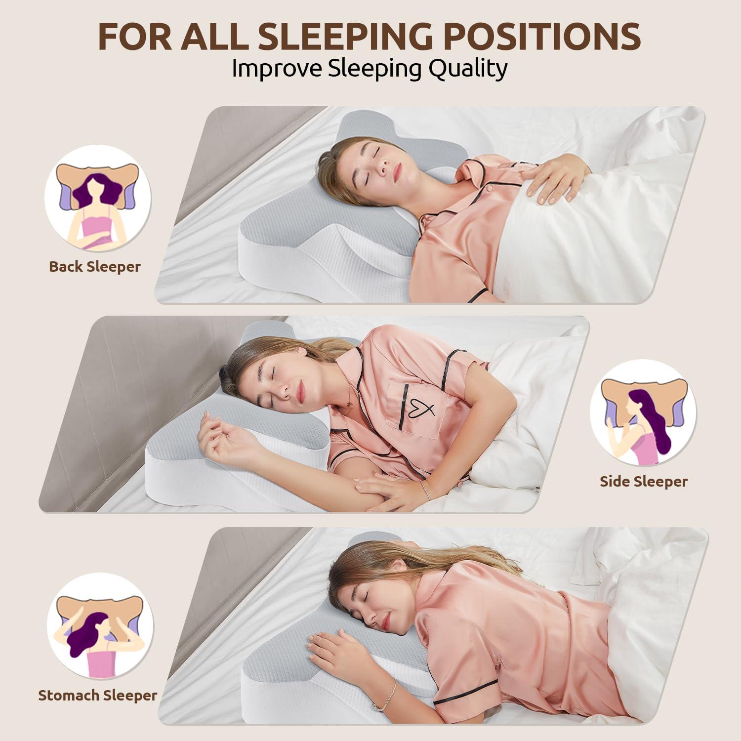 DONAMA Cervical Neck Pillow for Pain Relief,Odorless Contour Memory Foam Pillows with Cooling Pillowcase Cozy Sleeping, Orthopedic Ergonomic Bed Pillows for Side Back Stomach Sleepers - Image 8