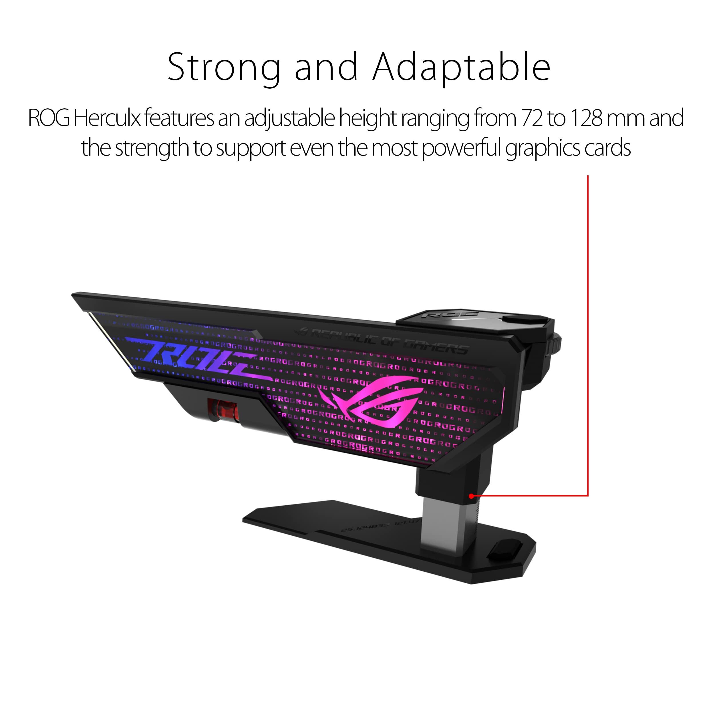 ASUS ROG Herculx Graphics Card Anti-Sag Holder Bracket (Solid Zinc Alloy Construction, Easy Toolless Installation, Included Spirit Level, Adjustable Height, Wide Compatibility, Aura Sync RGB) - Image 3