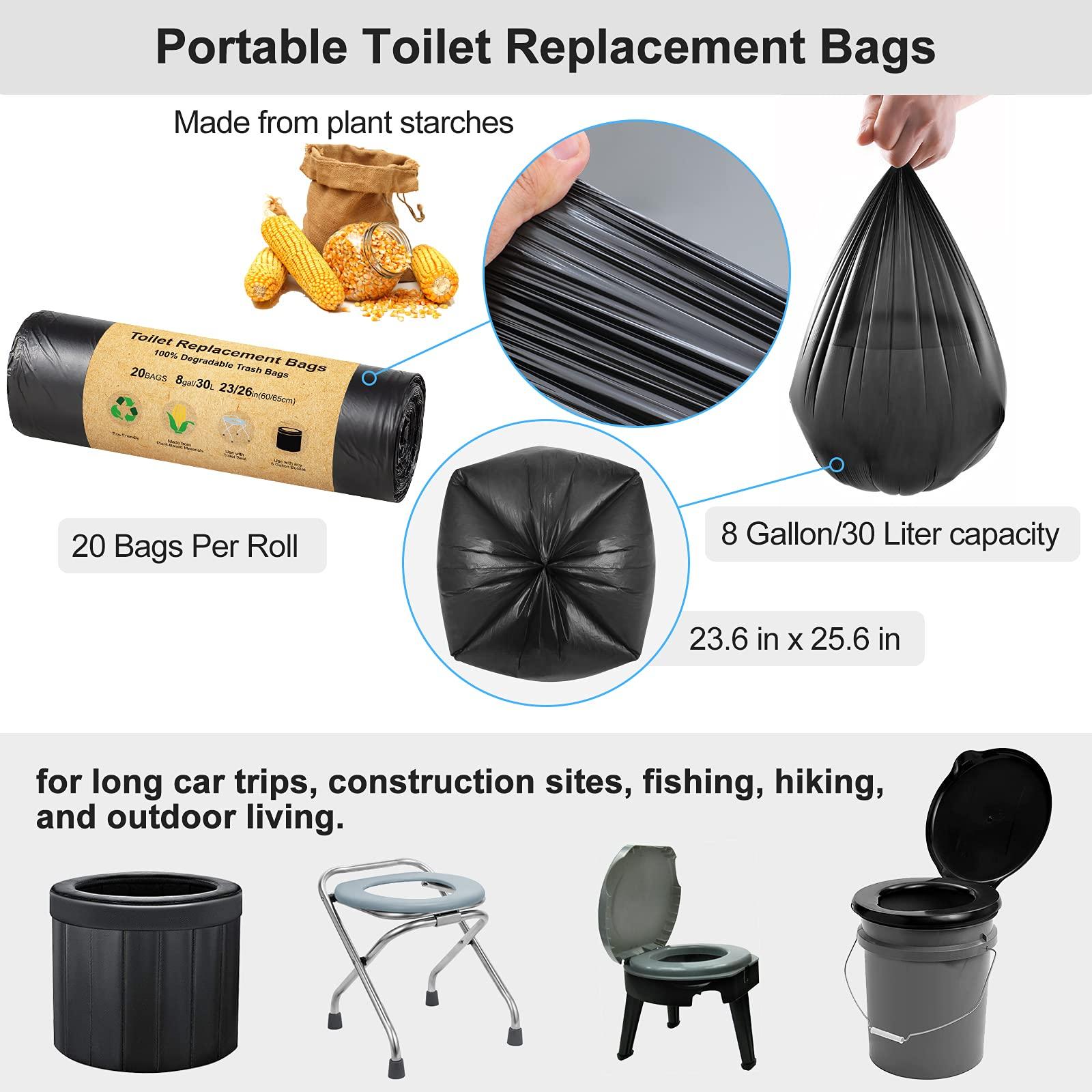 BLIKA 40 Count Toilet Replacement Bags, 8 Gallon, 30 Liter, Heavy Duty 1 Mil, Compost Bags 8 Gallon, Camping Toilet Bags for Portable Toilet, Car Travel, Camping, Long Trips - Image 5