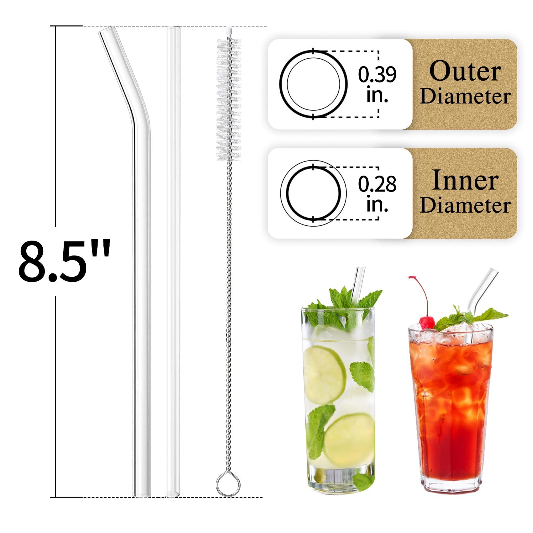 Piteno® 16-Pack Reusable Glass Straws Set, Clear Glass Drinking Straws, 8.5''x10MM, Set of 6 Straight and 6 Bent with 4 Cleaning Brushes, Perfect for Smoothies, Milkshakes, Juice, Tea - Image 3