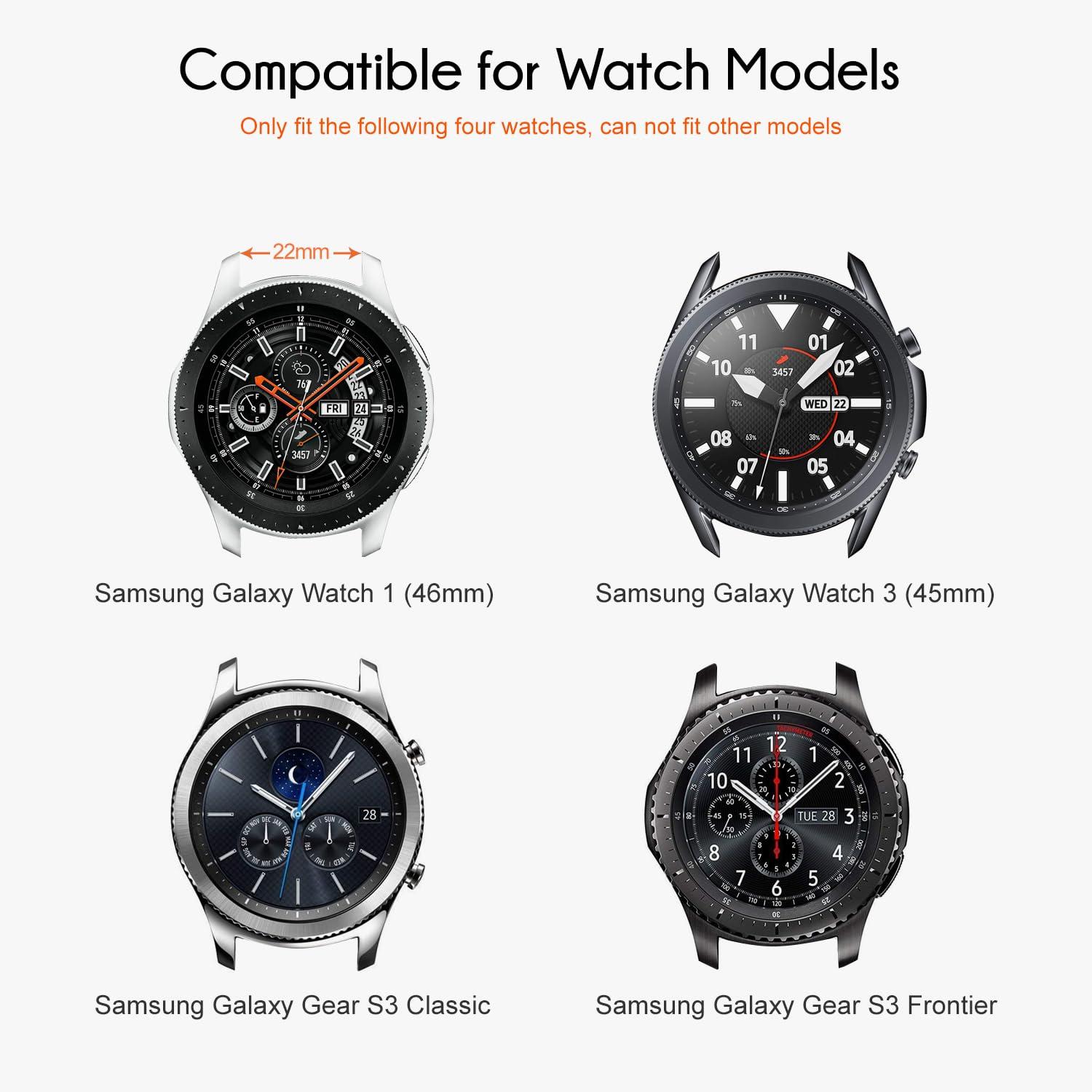 Nacorulu Band Compatible for Samsung Galaxy Watch 46mm/3 45mm/Gear S3 Classic/Frontier, 22mm Smart Watch Silicone Band for Women Men (2 Pack) - Image 2