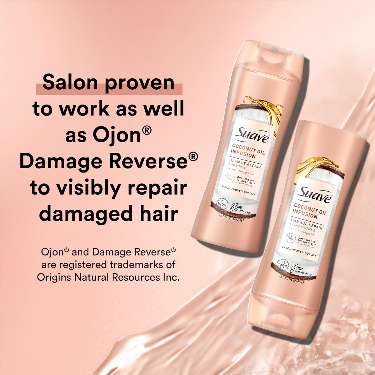 Suave Coconut Oil Infusion Shampoo and Conditioner Set, Damage Control Hydrating Shampoo & Conditioner for Damaged Dry Hair, 12.6 Oz Ea (2 Piece Set) - Image 3