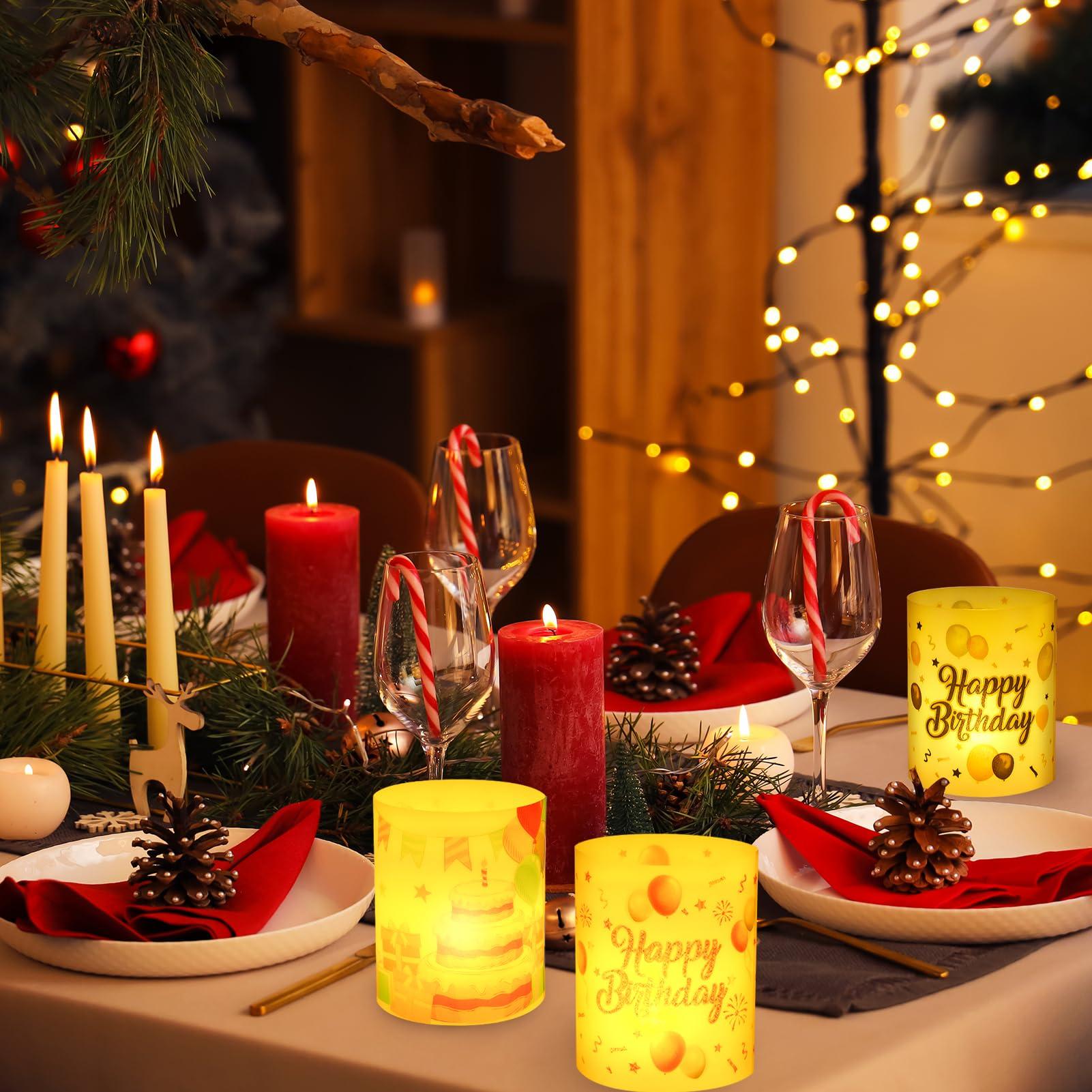Happy Birthday Table Decorations, 8 Sets Birthday Centerpieces Lantern Boxes & LED Tea Lights, Flameless Votive Candle Holders Shade Cover Sleeve for Table Desk Home Room Indoor Office Party Supplies - Image 6